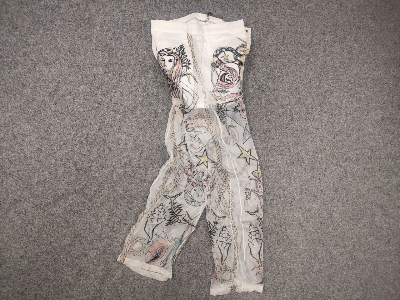 Burberry Rare Burberry By Marine Sketch Print Layered Silk Pants Size US 32 / EU 48 - 13 Thumbnail