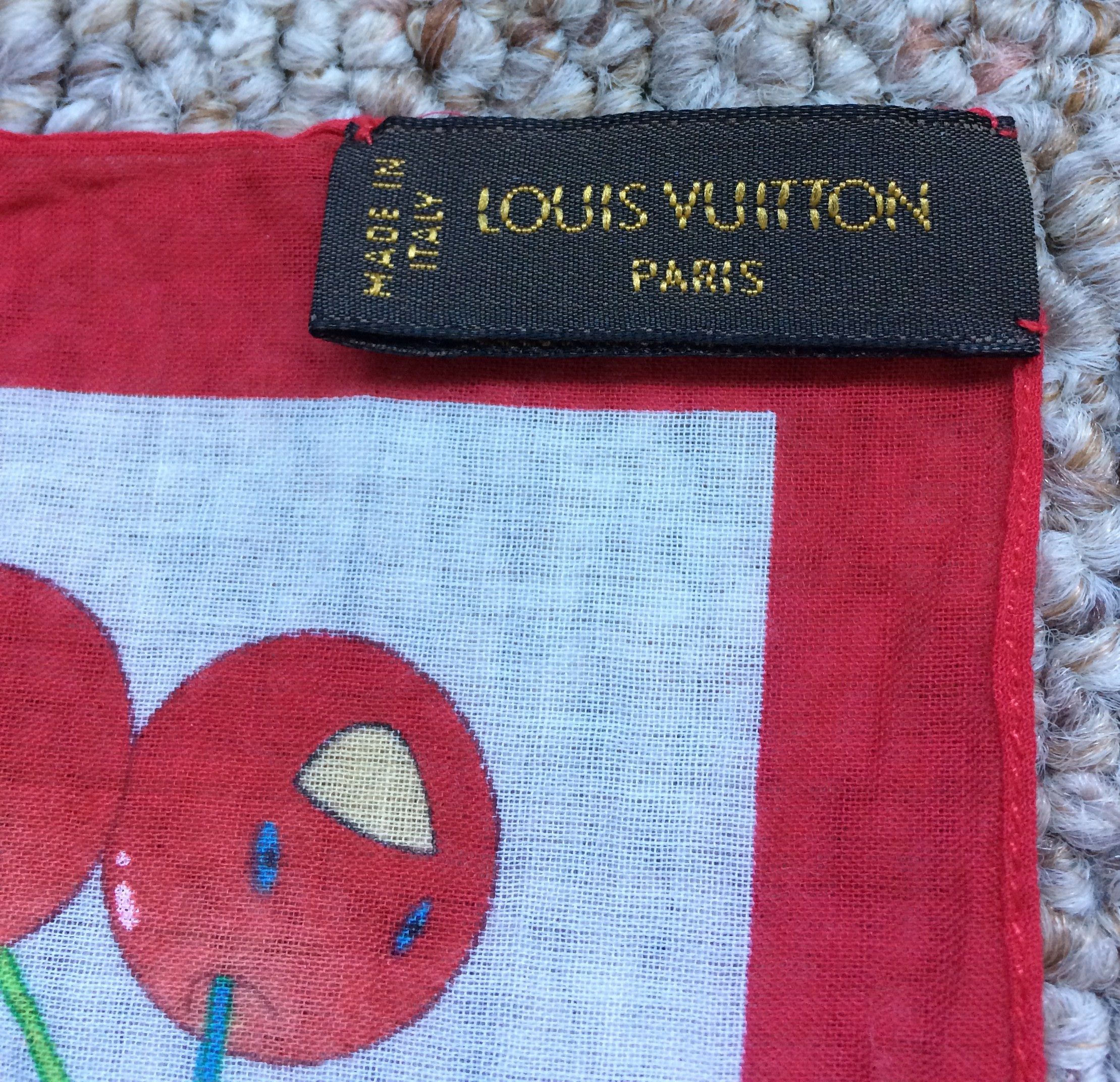 Louis Vuitton × Takashi Murakami S/S 2005 Louis Vuitton Murakami Cherries Monogram Scarf Size ONE SIZE - 7 Thumbnail
