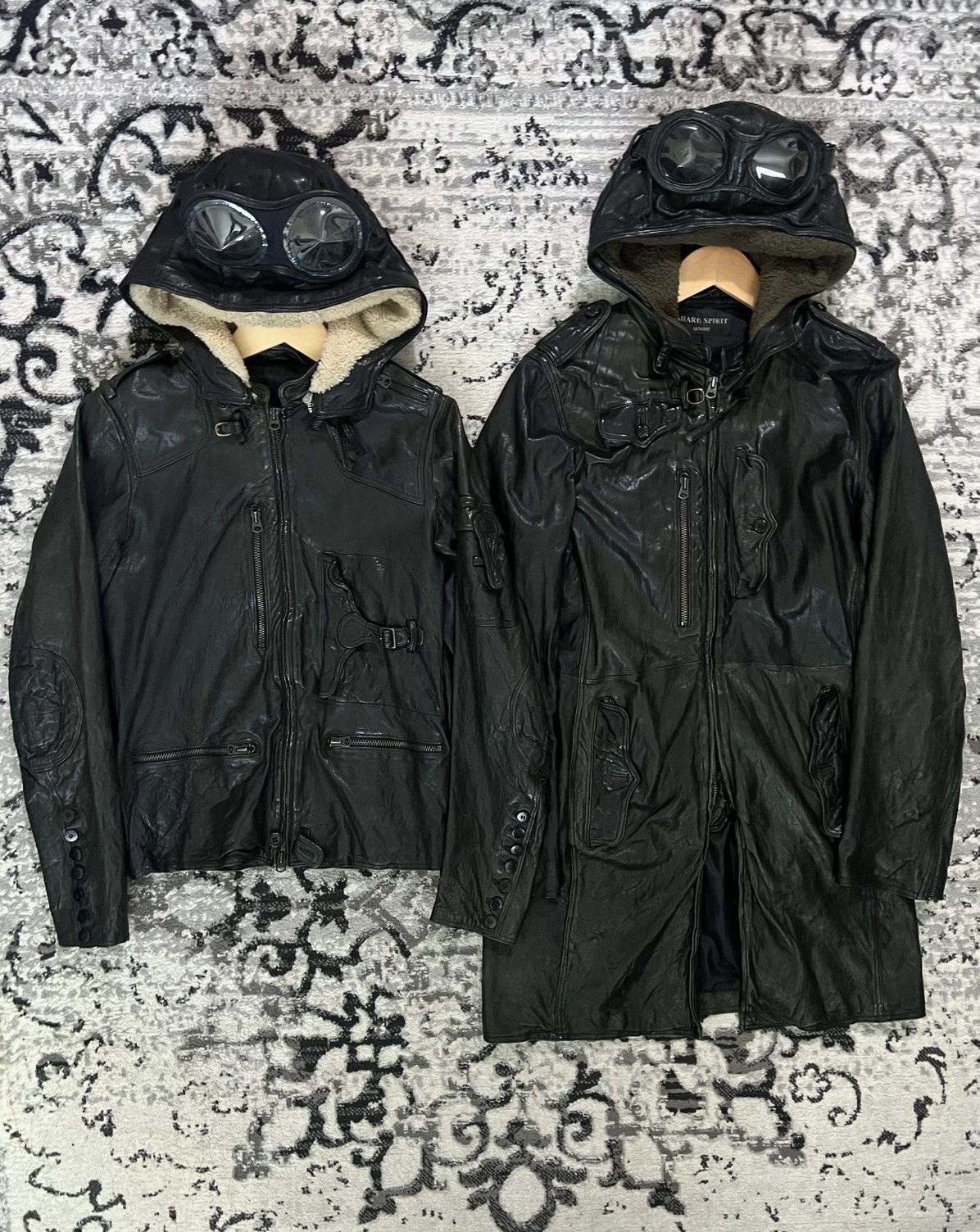 Share Spirit Homme Share spirit leather goggles jacket | Grailed