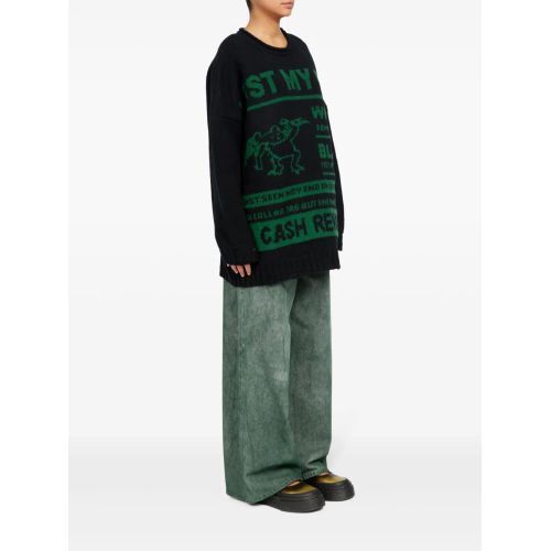 Maison Margiela oc11z0925 Intarsia Knit Oversize Jumper in Black/Green Size M / US 6-8 / IT 42-44 - 3 Thumbnail