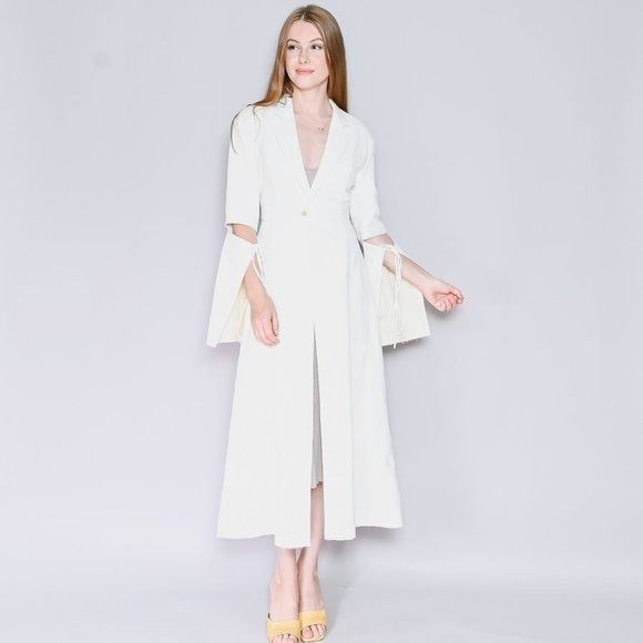 Loewe LOEWE White Jacquard Tie-Cut Sleeve Panel Coat Sz 36 Size XS / US 0-2 / IT 36-38 - 1 Thumbnail