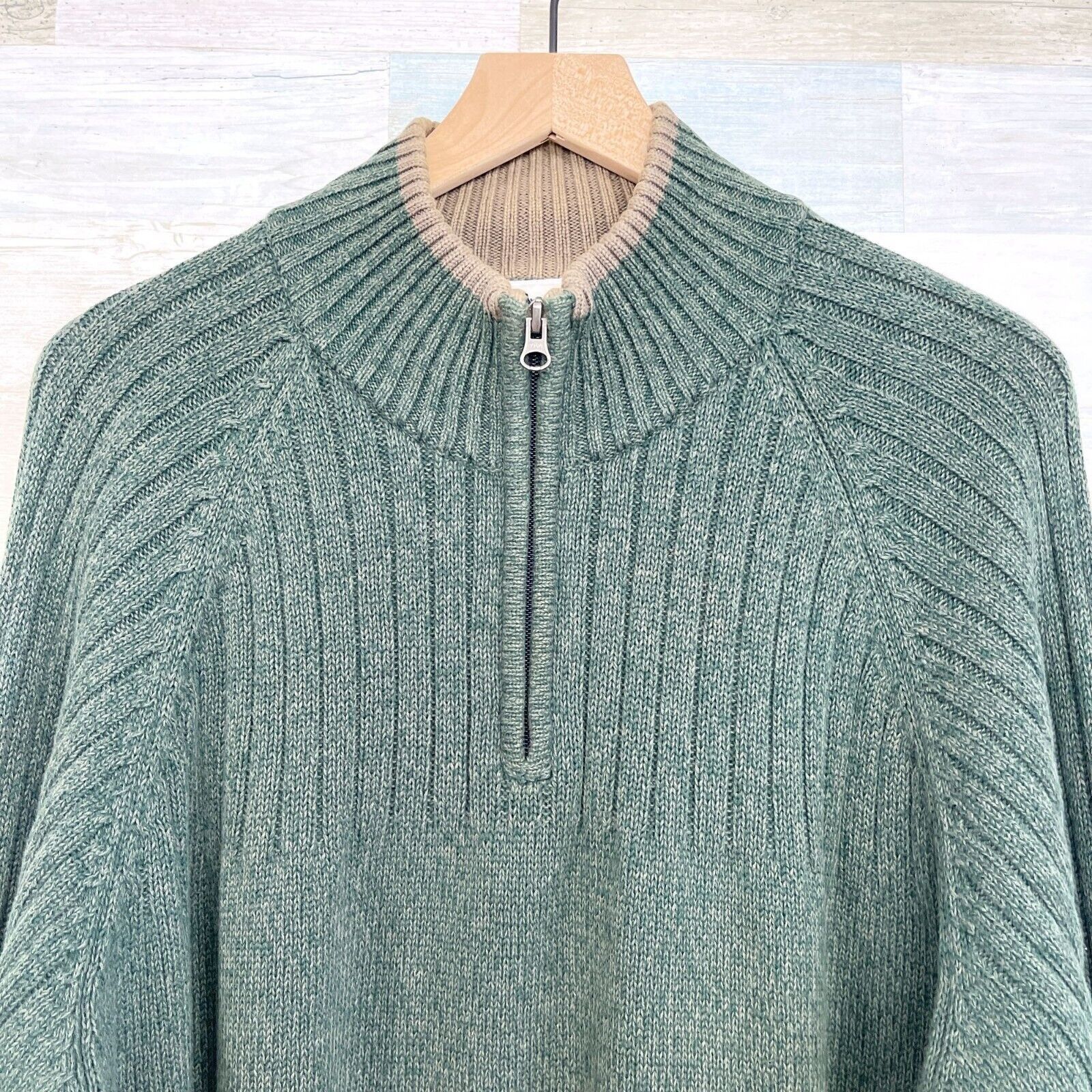 Columbia Columbia Chunky Ribbed 1/4 Zip Raglan Sweater Green L Size US L / EU 52-54 / 3 - 2 Thumbnail