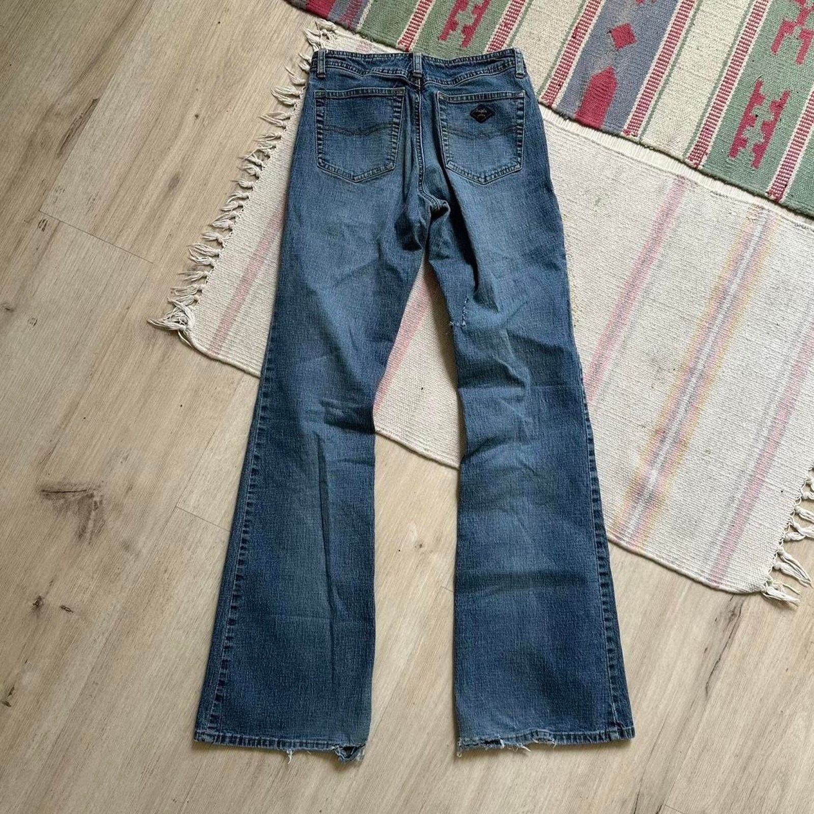 Vintage Vintage Y2K 00s Angel Low Rise Slim Flare Rockstar Jeans Size 25" / US 0 / IT 36 - 5 Thumbnail