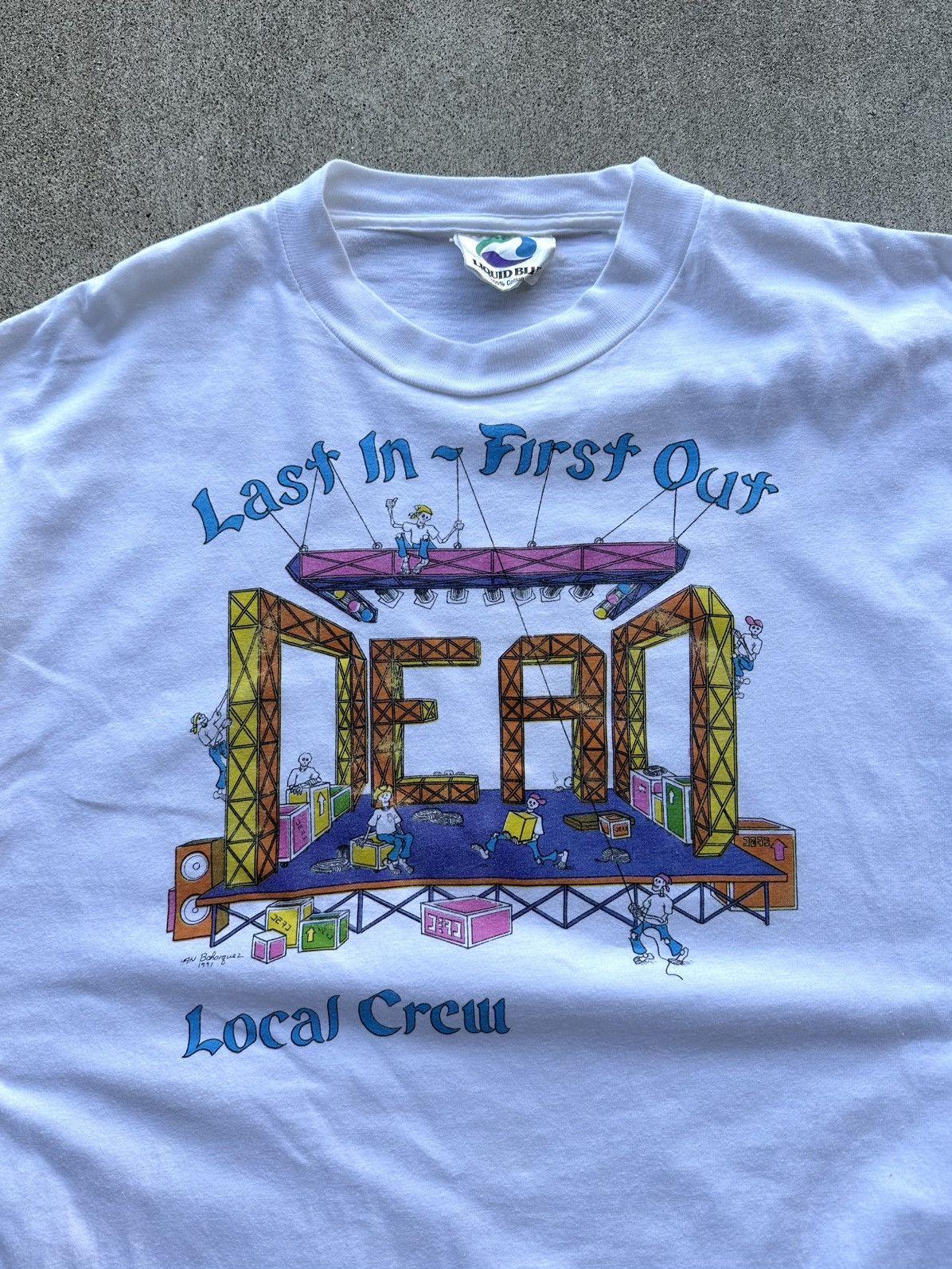 Grateful Dead × Liquid Blue × Vintage Vintage Grateful Dead Local Crew Tee Xl Liquid Blue 90s Size US XL / EU 56 / 4 - 2 Thumbnail