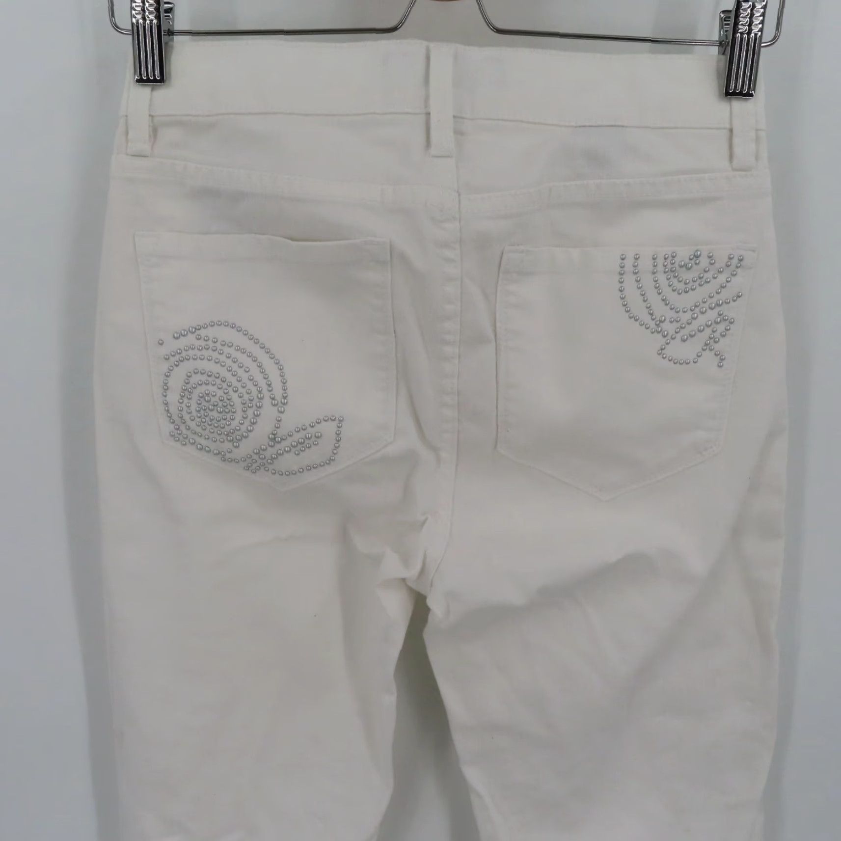 NYDJ NYDJ Womens Jeans 0 Marilyn Straight Solid White Studded Pockets Style 55244T776 Size 25" / US 0 / IT 36 - 4 Thumbnail