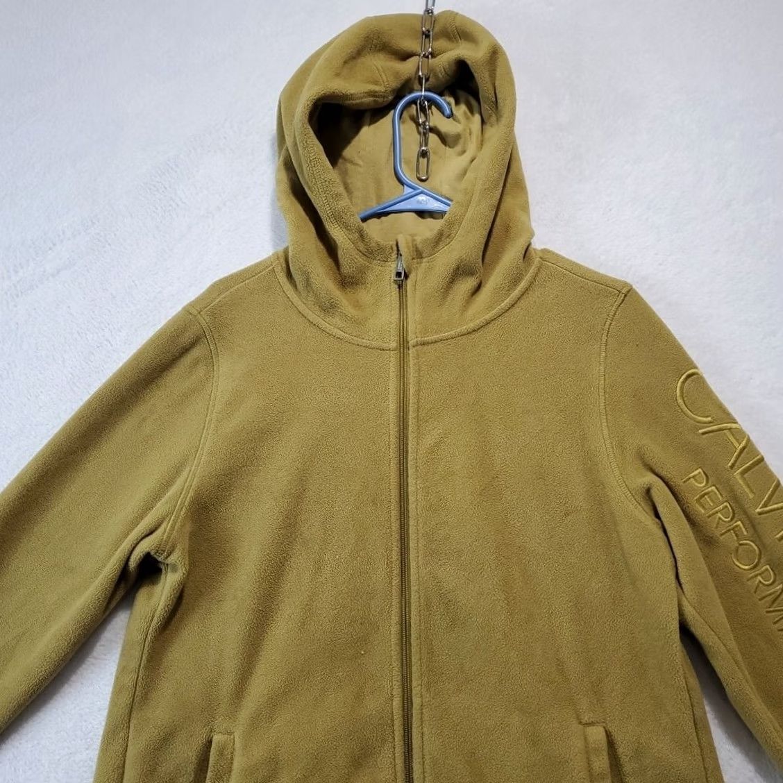 Calvin Klein Calvin Klein Performance Women's Hooded Full Zip Fleece Jacket Green Gold L Long Sleeve Pockets Embroidered Logo Solid Mid-Length Casual Fall Winter 트 Size L / US 10 / IT 46 - 2 Thumbnail