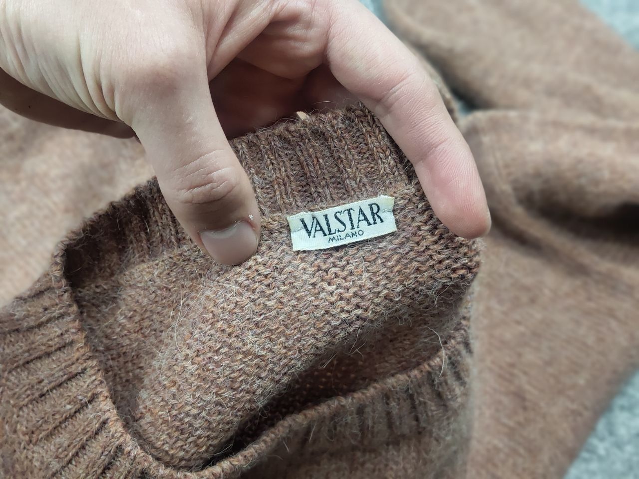 Rare Valstar Milano Vintage Crew check Alpaca Knit Sweater