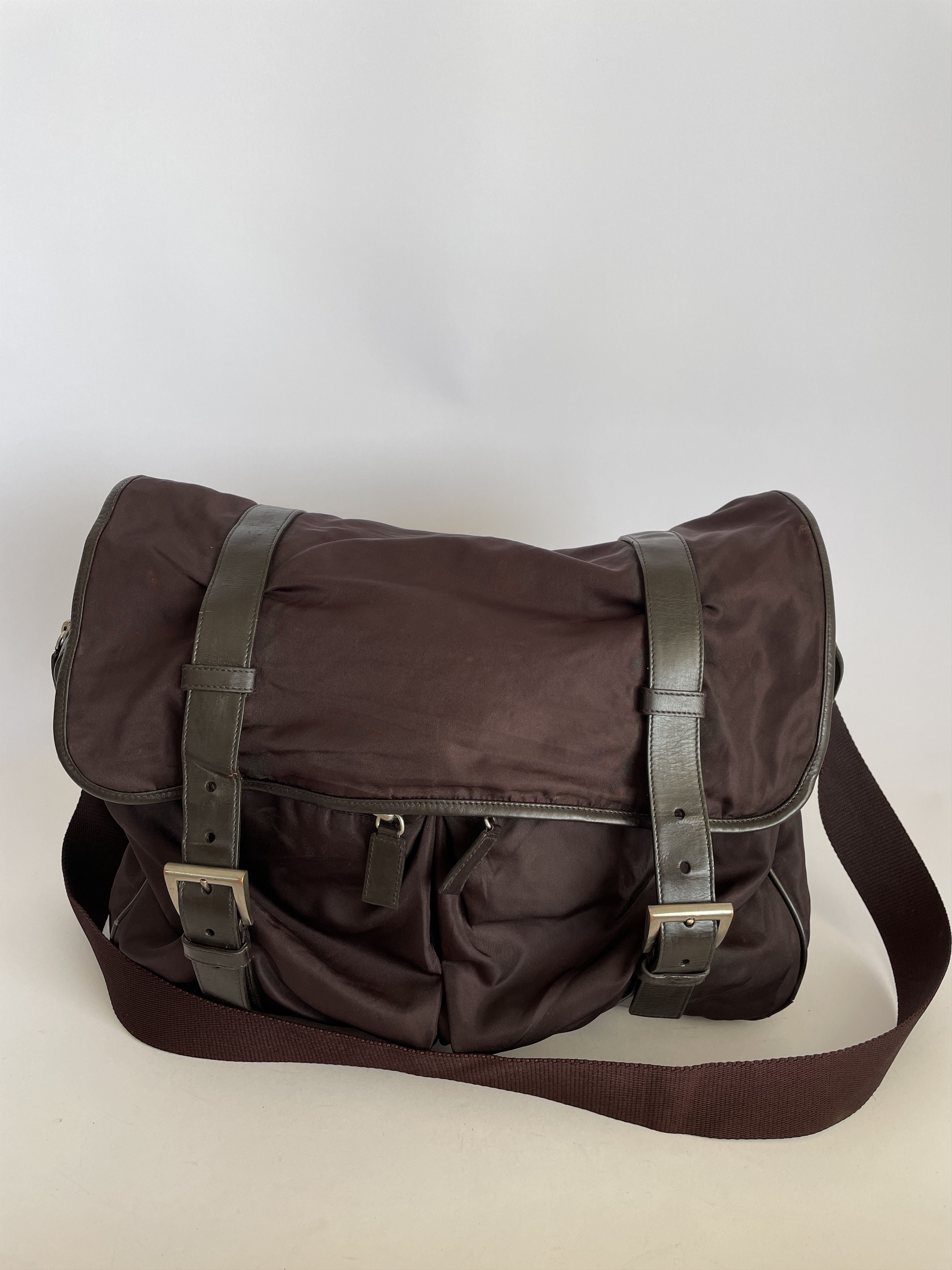 Prada Mens Brown Tessuto Nylon/leather Crossbody Bag