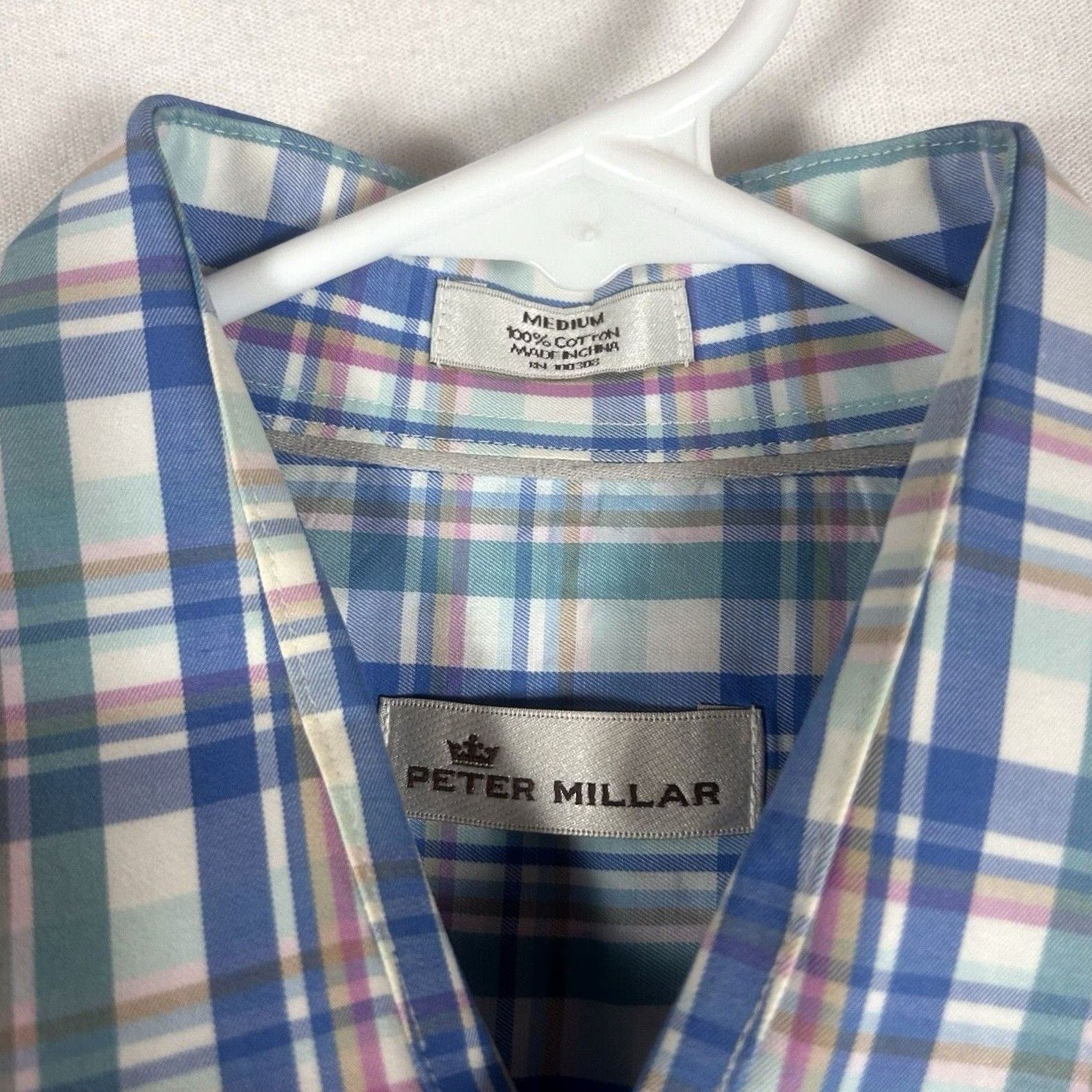 Peter Millar Peter Millar Button-Up Shirt Mens Medium Blue Plaid Long Sleeve Casual Size US M / EU 48-50 / 2 - 3 Thumbnail