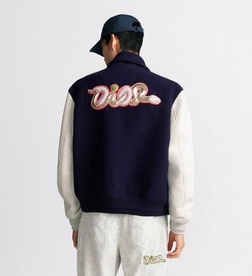 Dior o1w1db11025 513L438 Varsity Jacket in Blue/Beige Size US M / EU 48-50 / 2 - 5 Thumbnail