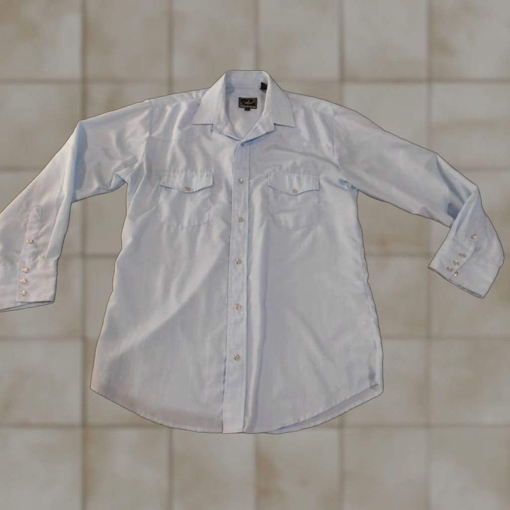 Roper Roper Mens Medium Pearl Snap Blue Western Shirt Button-Up Long Sleeve Cowboys Rodeo Plaid Cotton Size US M / EU 48-50 / 2 - 1 Thumbnail