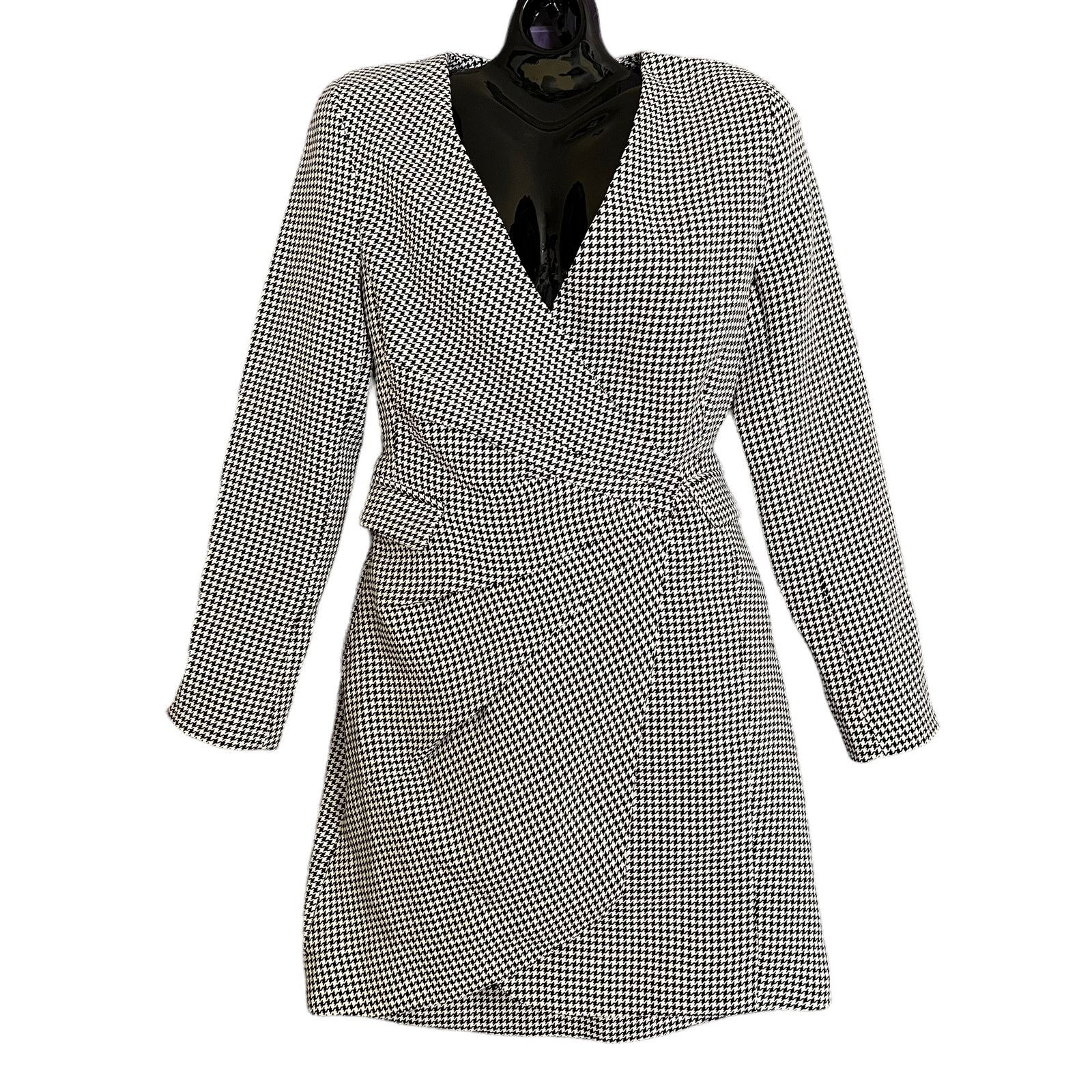 Jason Wu Jason Wu Houndstooth Asymmetrical Pleated Blazer Wrap Dress Size S / US 4 / IT 40 - 1 Thumbnail