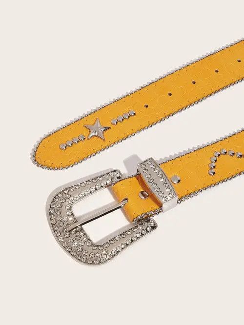 VIBE Yellow pop star studded belt Size ONE SIZE - 4 Thumbnail