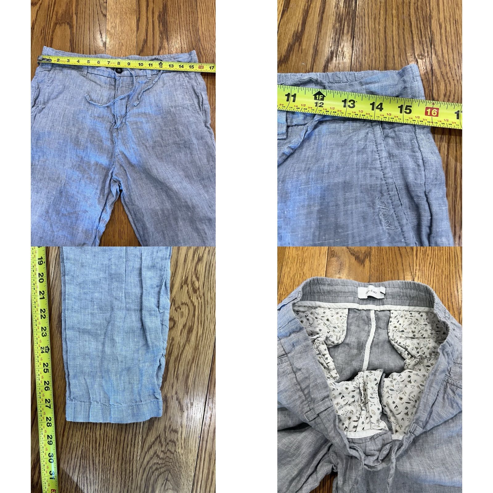 Rue Porter Porter and Ash 100% Linen Pants Drawstring Pockets Size 32 Light Blue Size US 32 / EU 48 - 9 Thumbnail
