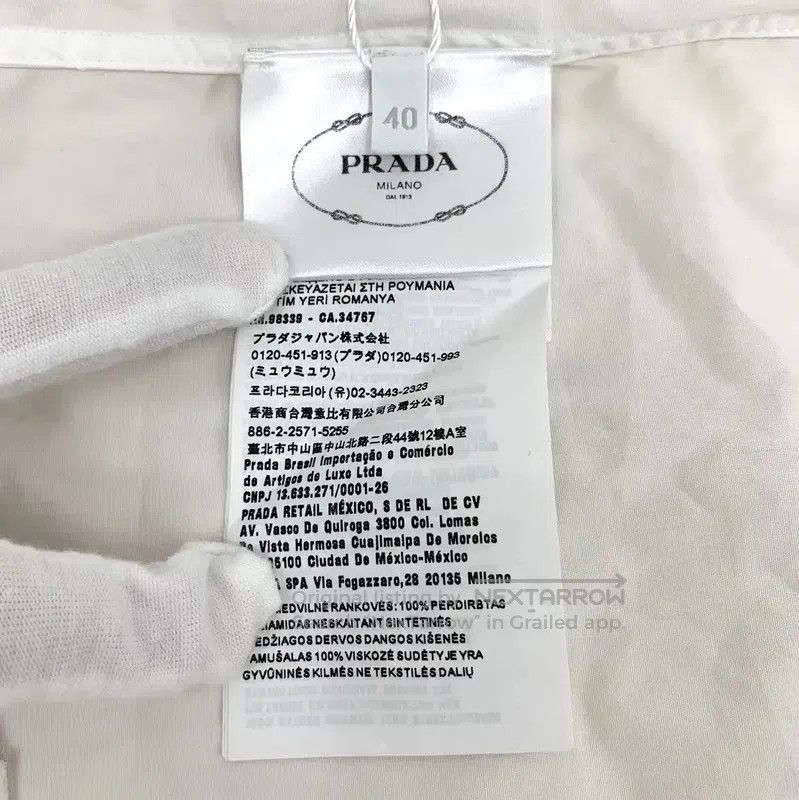 MR & MRS ITALY Prada Women's Cotton Shirt with Black Sleeves. Size M / US 6-8 / IT 42-44 - 6 Thumbnail