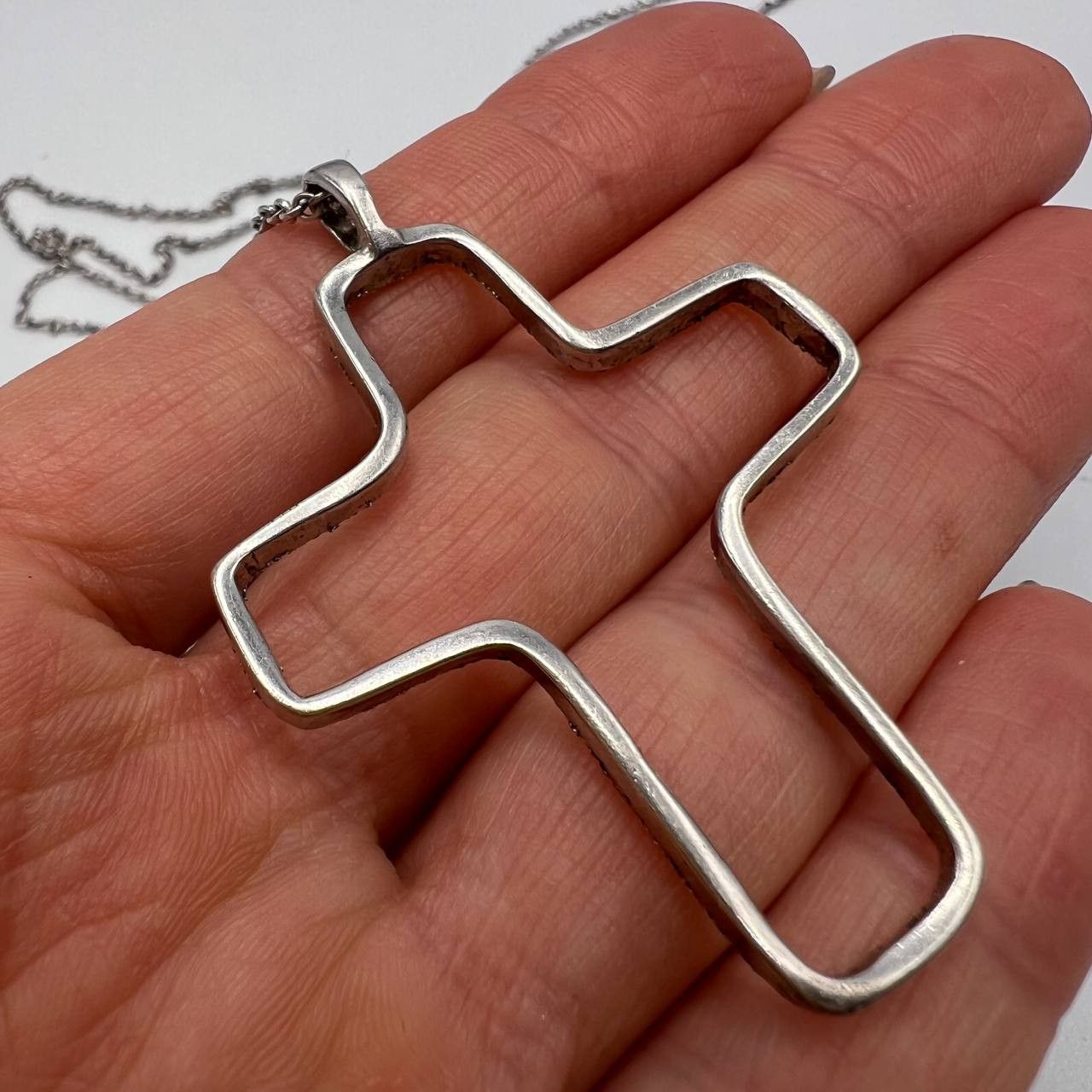 Vintage Vintage Silver 875 Chain Necklace & Pendant Silver Cross Size ONE SIZE - 5 Thumbnail