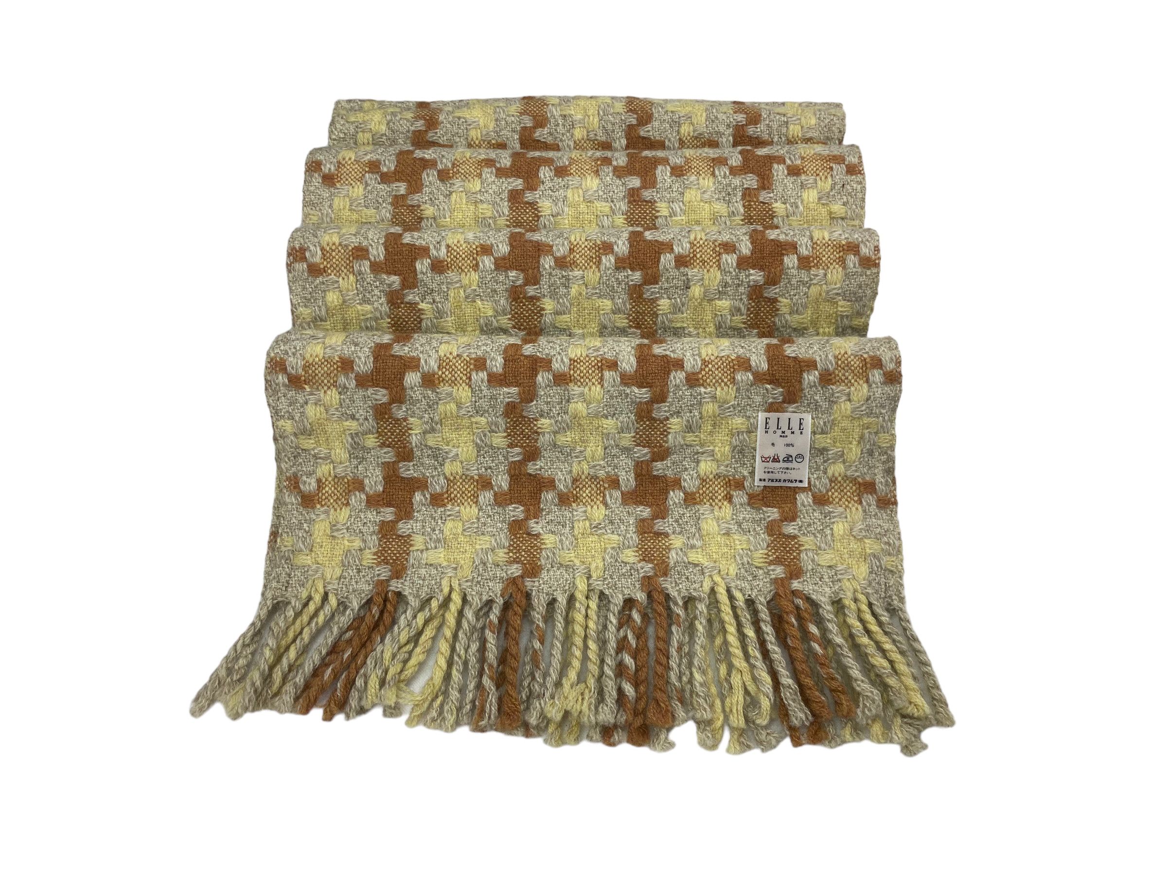 Vintage Vintage ELLE Homme Scarf – 90s Pure Wool Retro Muffler Size ONE SIZE - 5 Thumbnail