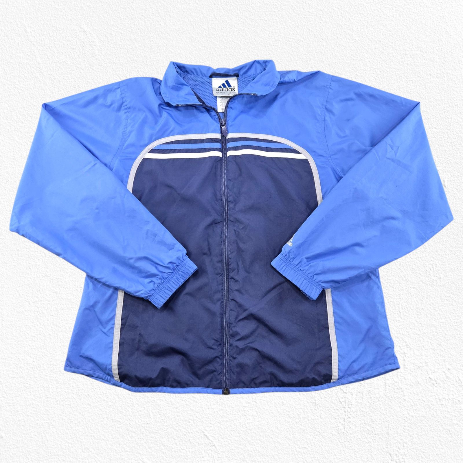 Adidas Y2K Adidas Track Jacket Blue Navy Zip Up Size Medium Size US M / EU 48-50 / 2 - 2 Thumbnail