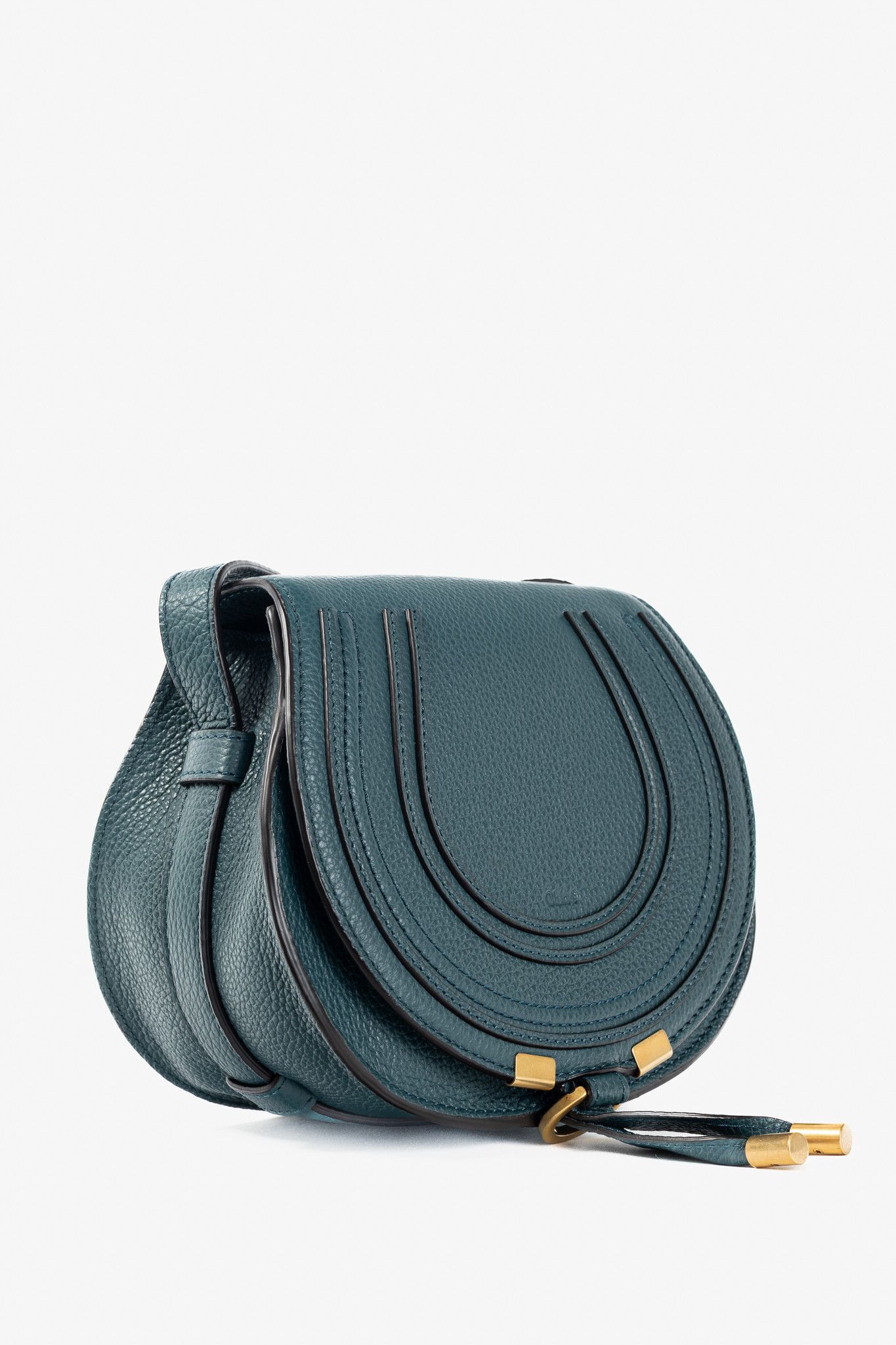 Chloe Chloe Marcie Small Steel Blue Grained Leather Crossbody Size ONE SIZE - 2 Thumbnail
