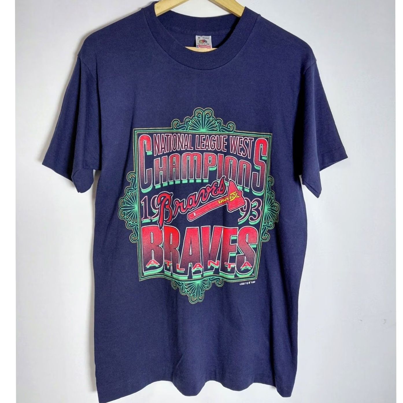 Fruit Of The Loom VINTAGE FRUIT OF THE LOOM Braves Champions T-Shirt Blue Graphic Size M Mens Size US M / EU 48-50 / 2 - 2 Thumbnail
