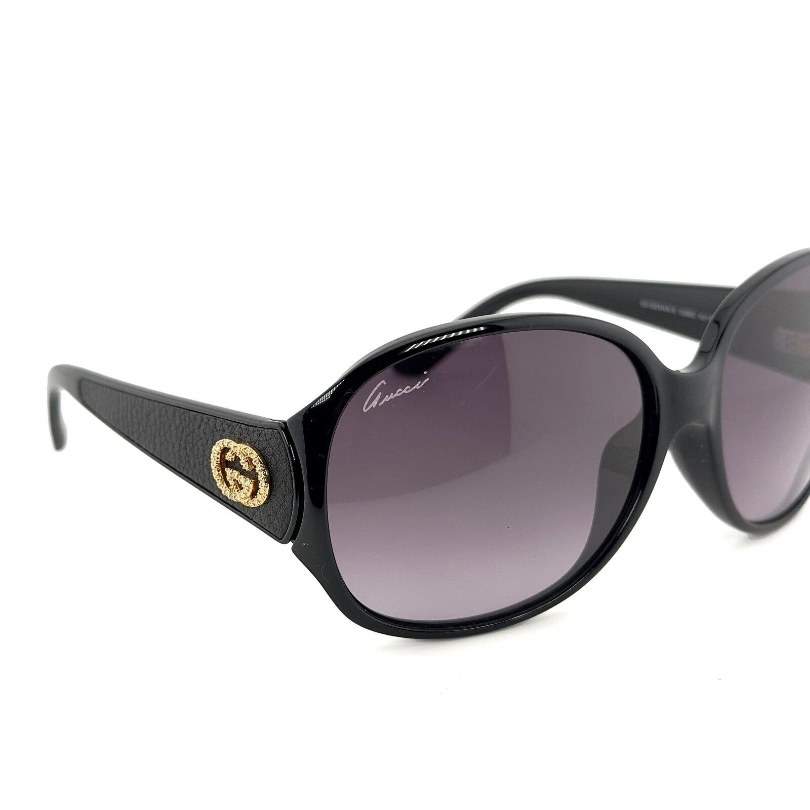 Gucci GUCCI 3623 Black Leather Gold Oval Sunglass GG3623NKS GG3623 Size ONE SIZE - 8 Thumbnail