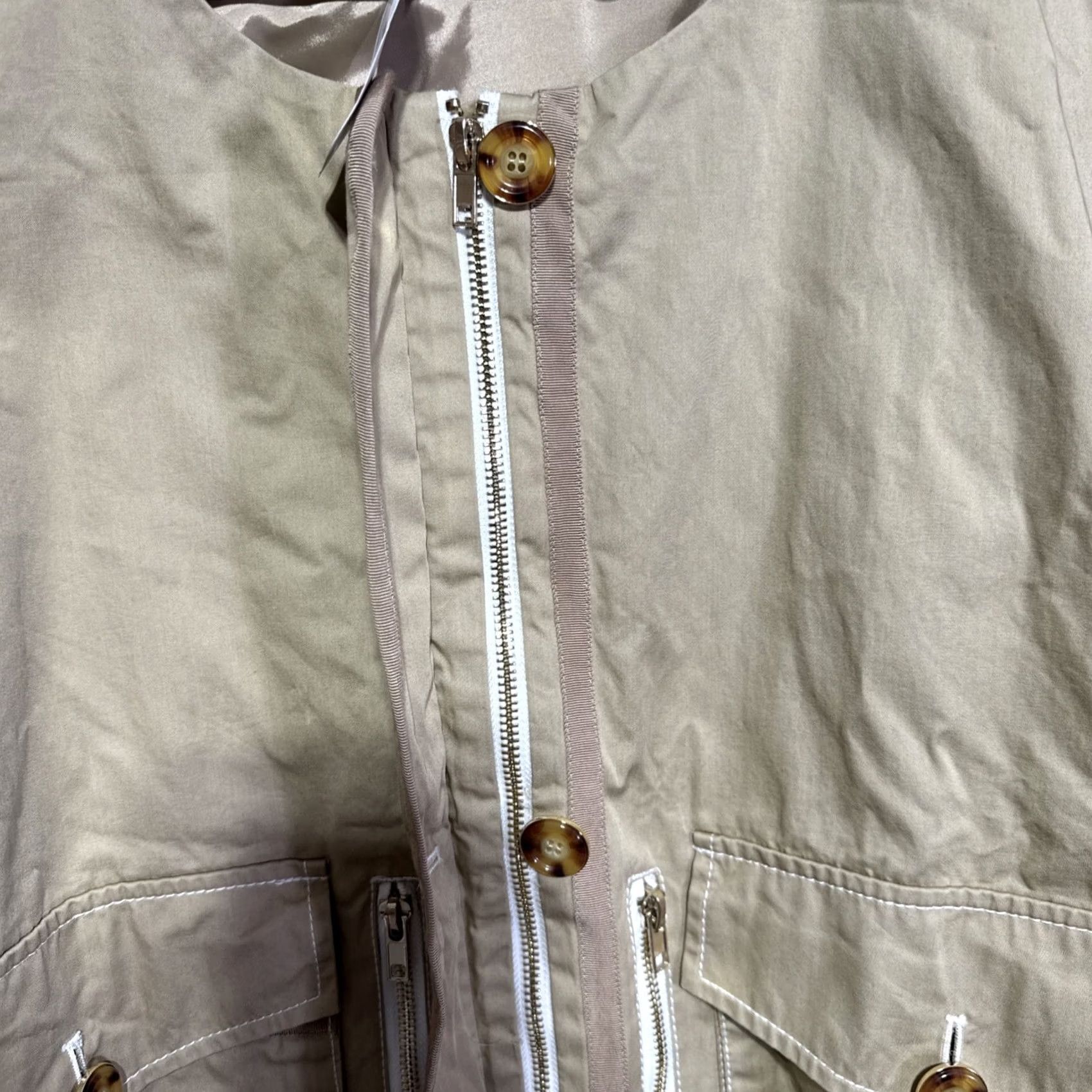 Badgley Mischka Badgley Mischka Womens Jacket Shirt Khaki 18 Off-White Long Sleeve Drawstring 100% Cotton Womens (Regular) 11009240 Size XXL / US 16-18 / IT 52-54 - 6 Thumbnail