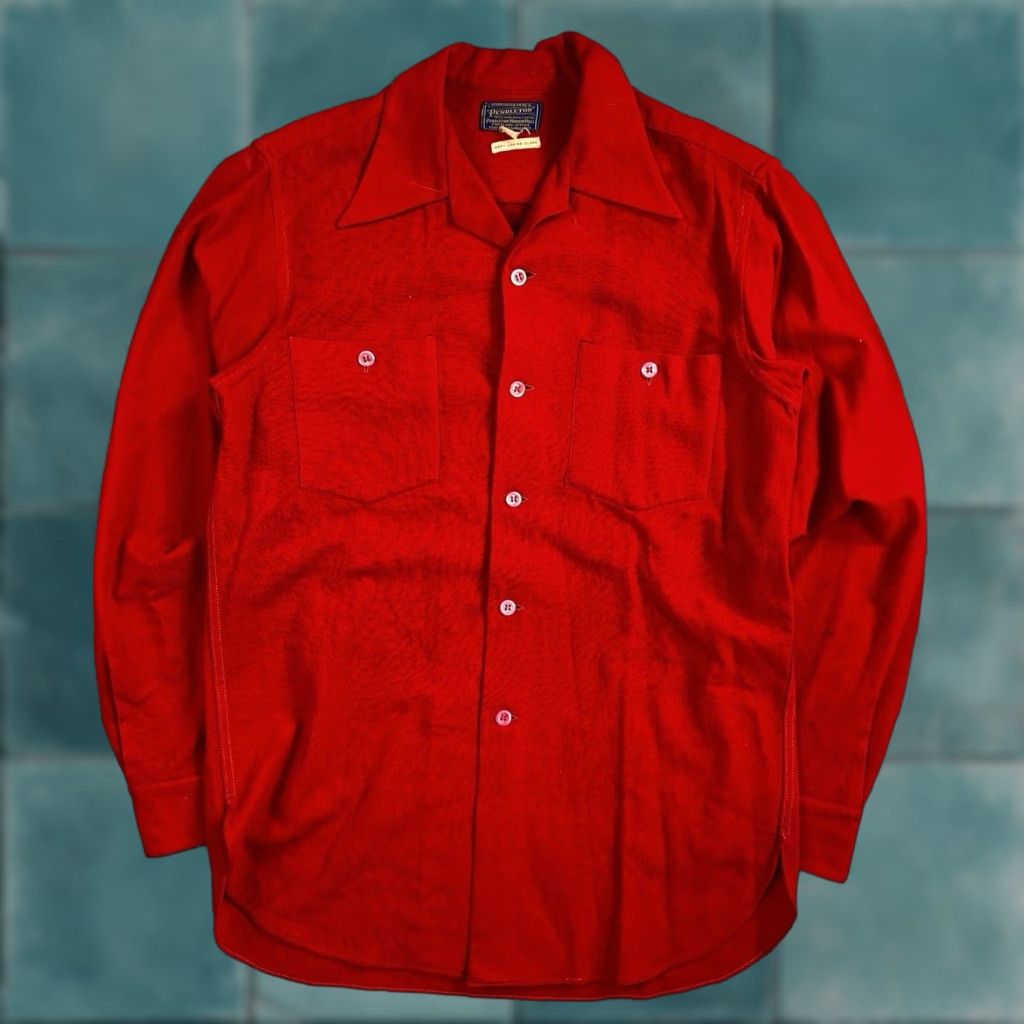 Pendleton Pendleton Wool Shirt Jacket Long Sleeve Red Plaid Button-Up 1930s 30s 40s VTG Mens M Vintage Size US M / EU 48-50 / 2 - 1 Thumbnail