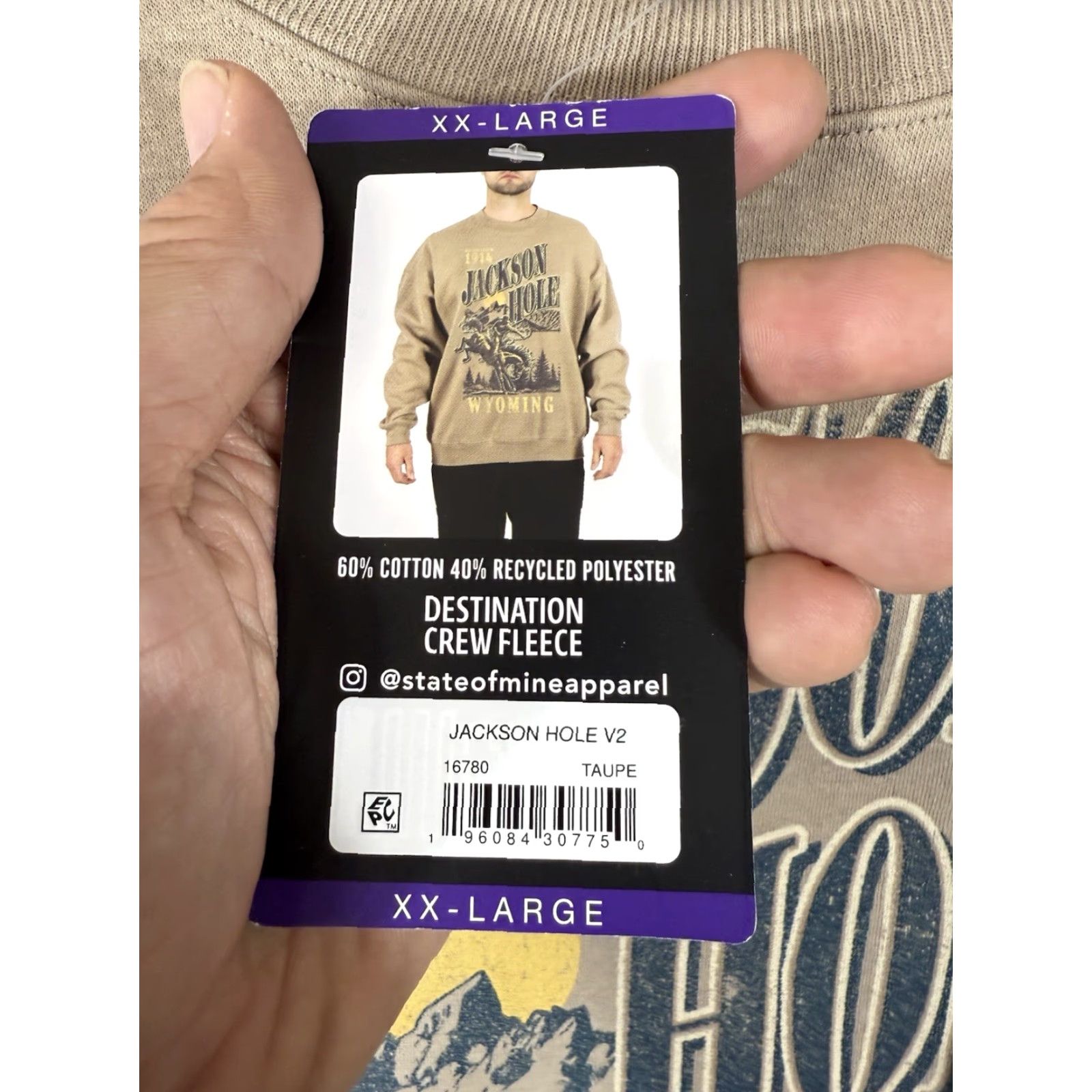 Vintage State Of Mine Sweatshirt Men 2XL Jackson Hole Wyoming Taupe Fleece Cotton NWT Pullover Size US XXL / EU 58 / 5 - 6 Thumbnail