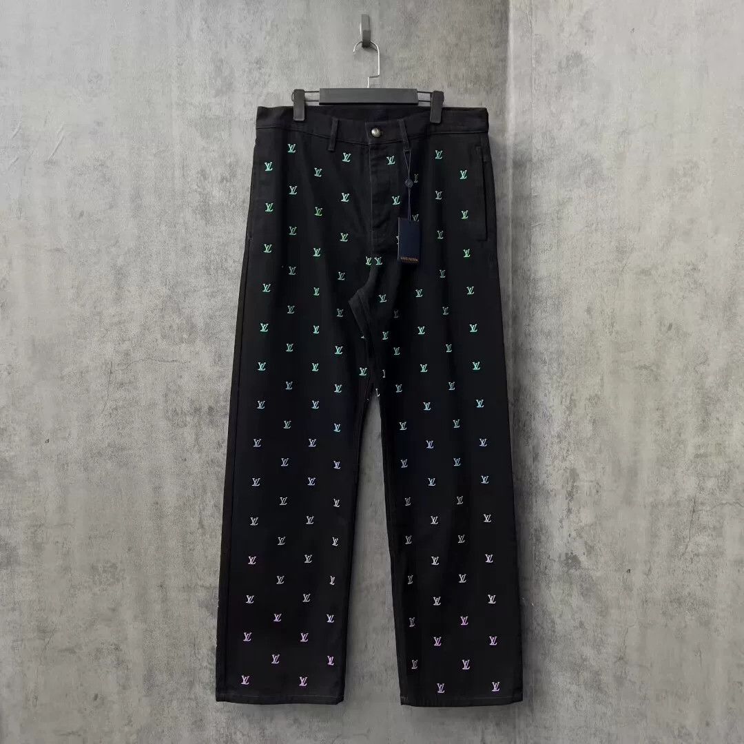 Louis Vuitton latest lv logo embroidered denim pants Size US 34 / EU 50 - 1 Thumbnail