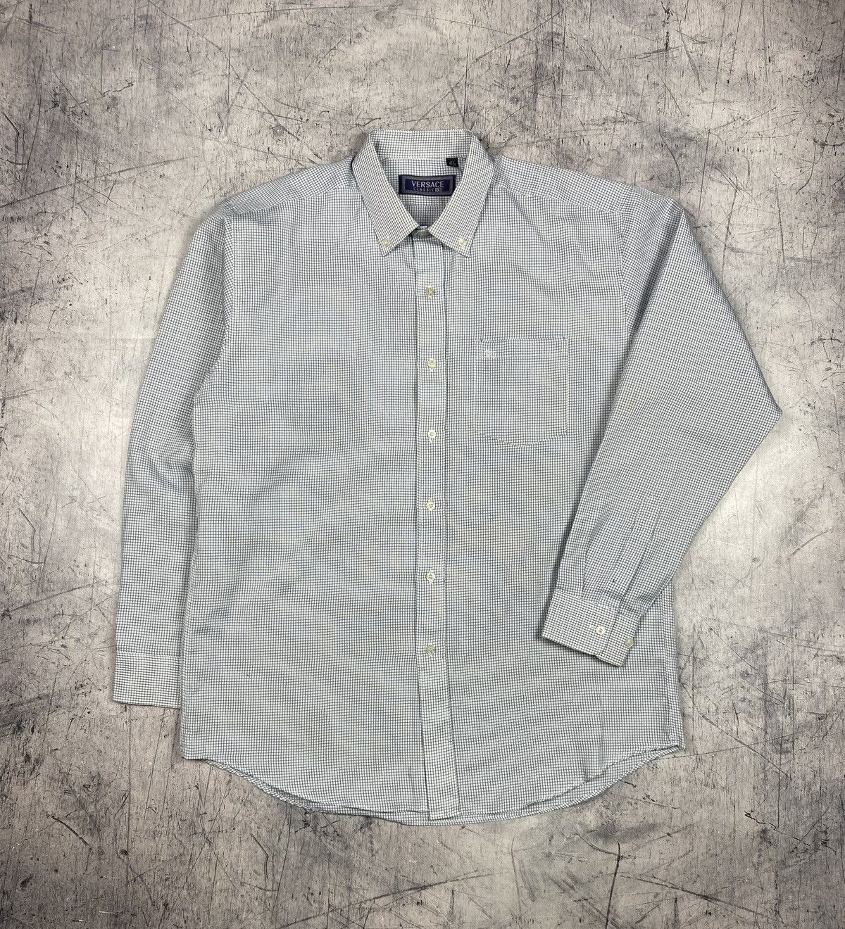 Versace Vintage Versace Classic V2 Micro Check Button Down Shirt Size US XL / EU 56 / 4 - 3 Thumbnail