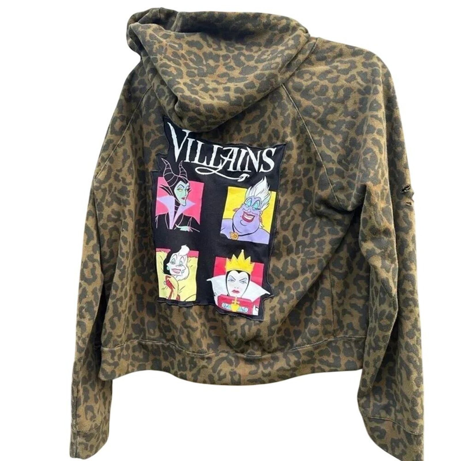 Other Disney Villain Graphic Zip Up Leopard Print Hoodie OOAK Size M / US 6-8 / IT 42-44 - 11 Thumbnail