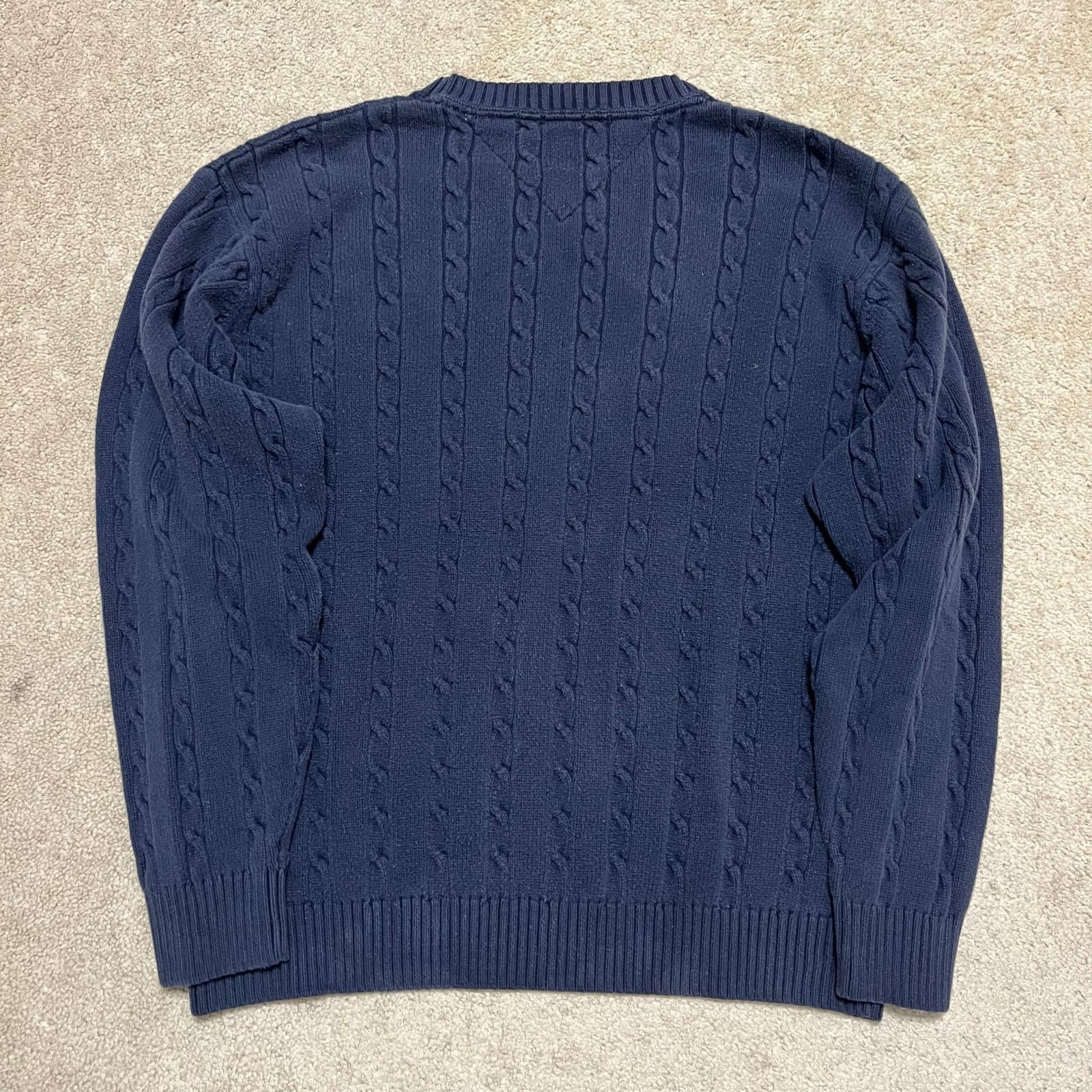 Tommy Hilfiger Vintage Tommy Hilfiger Cable Knit Navy Blue Sweater Large Size US L / EU 52-54 / 3 - 2 Thumbnail