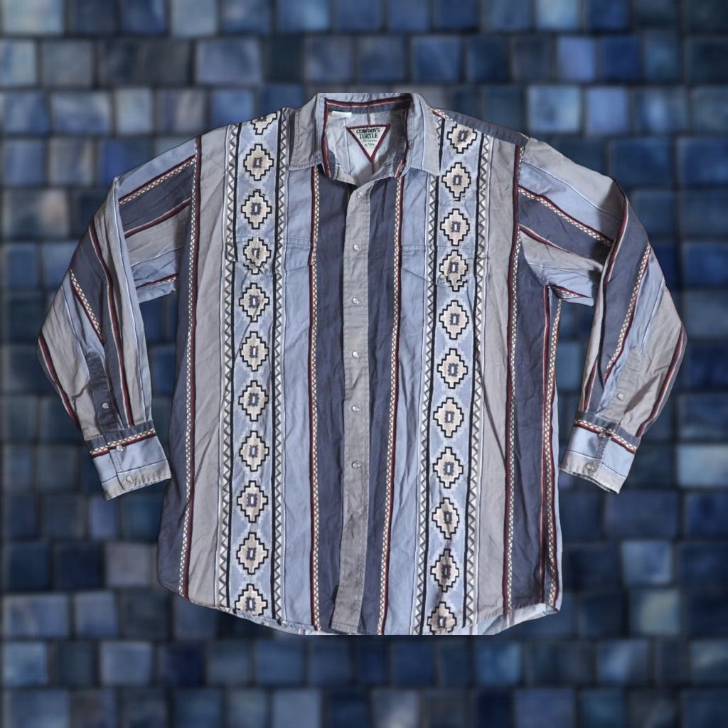 Roper VTG Roper Western Shirt XL Men Blue Pearl Snap 90s Cotton Casual Rockabilly Blue Pearl Snap Button-Up Western Shirt XL Mens 1990s Size US XL / EU 56 / 4 - 1 Thumbnail