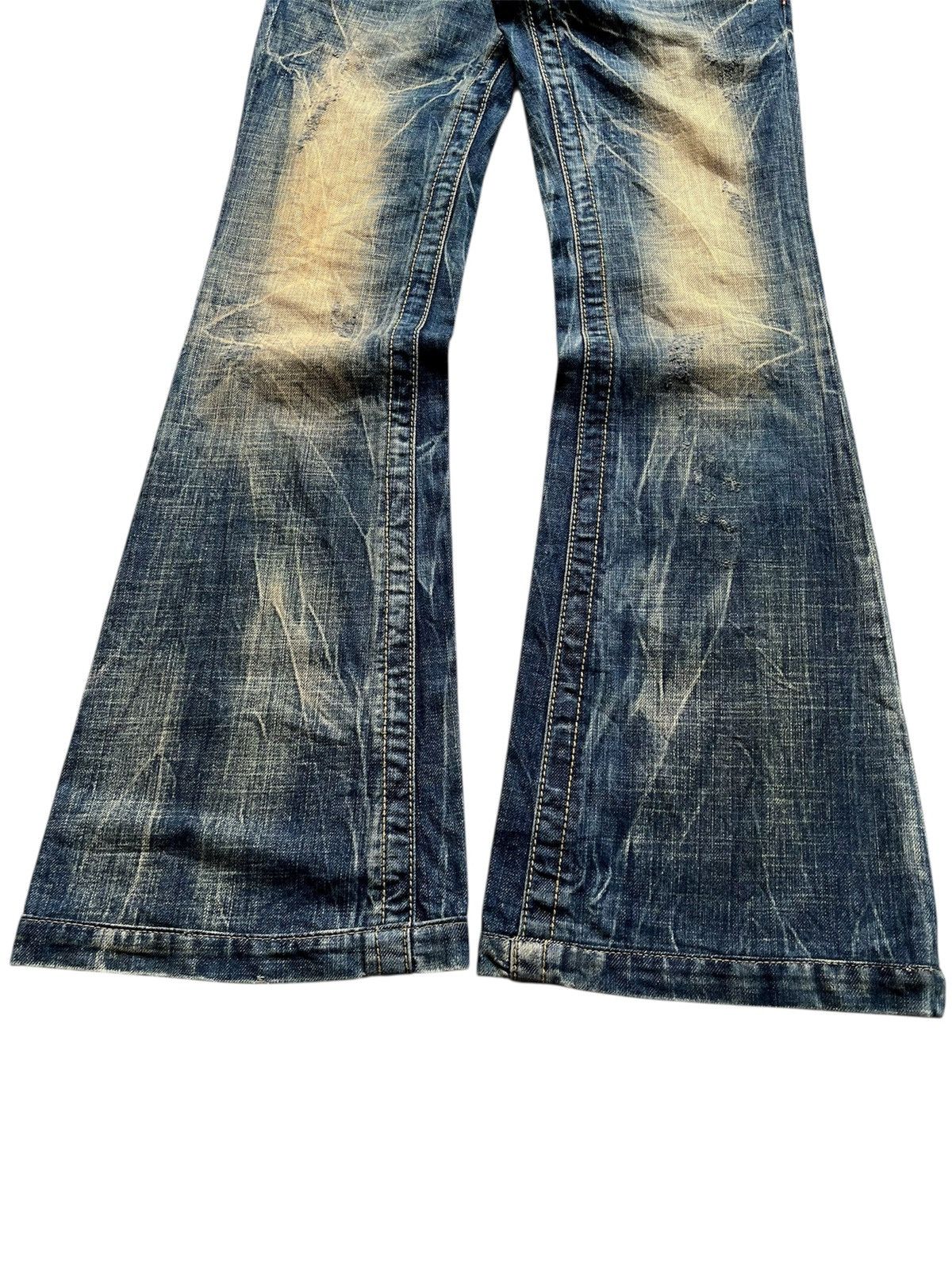 Japanese Brand Lolita Low Rise Distressed Flare Denim Lgb Style Size US 27 - 3 Thumbnail