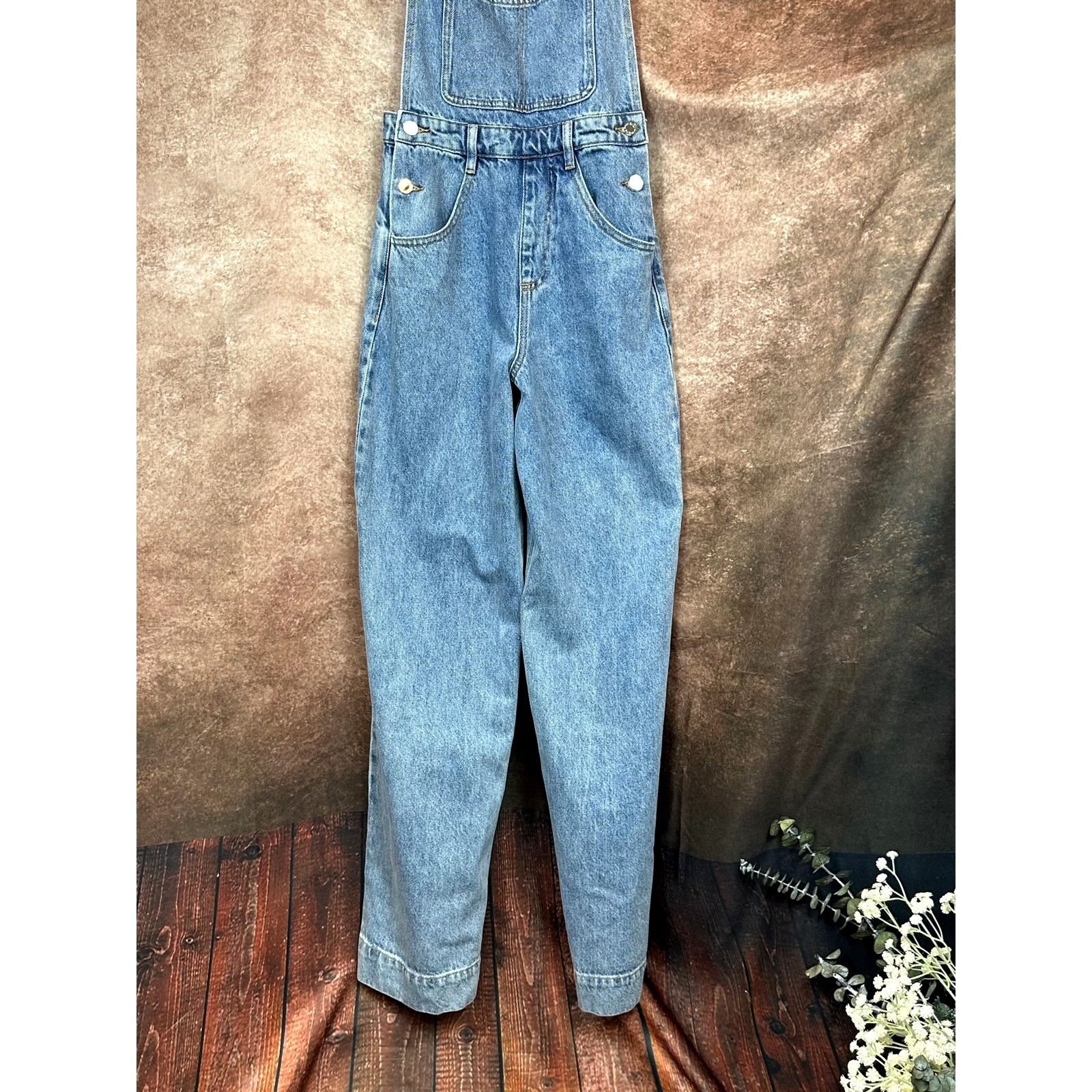 WeWoreWhat Jumper Wide Leg Denim We Wore What Bib Overalls size 26 Size 26" / US 2 / IT 38 - 6 Thumbnail