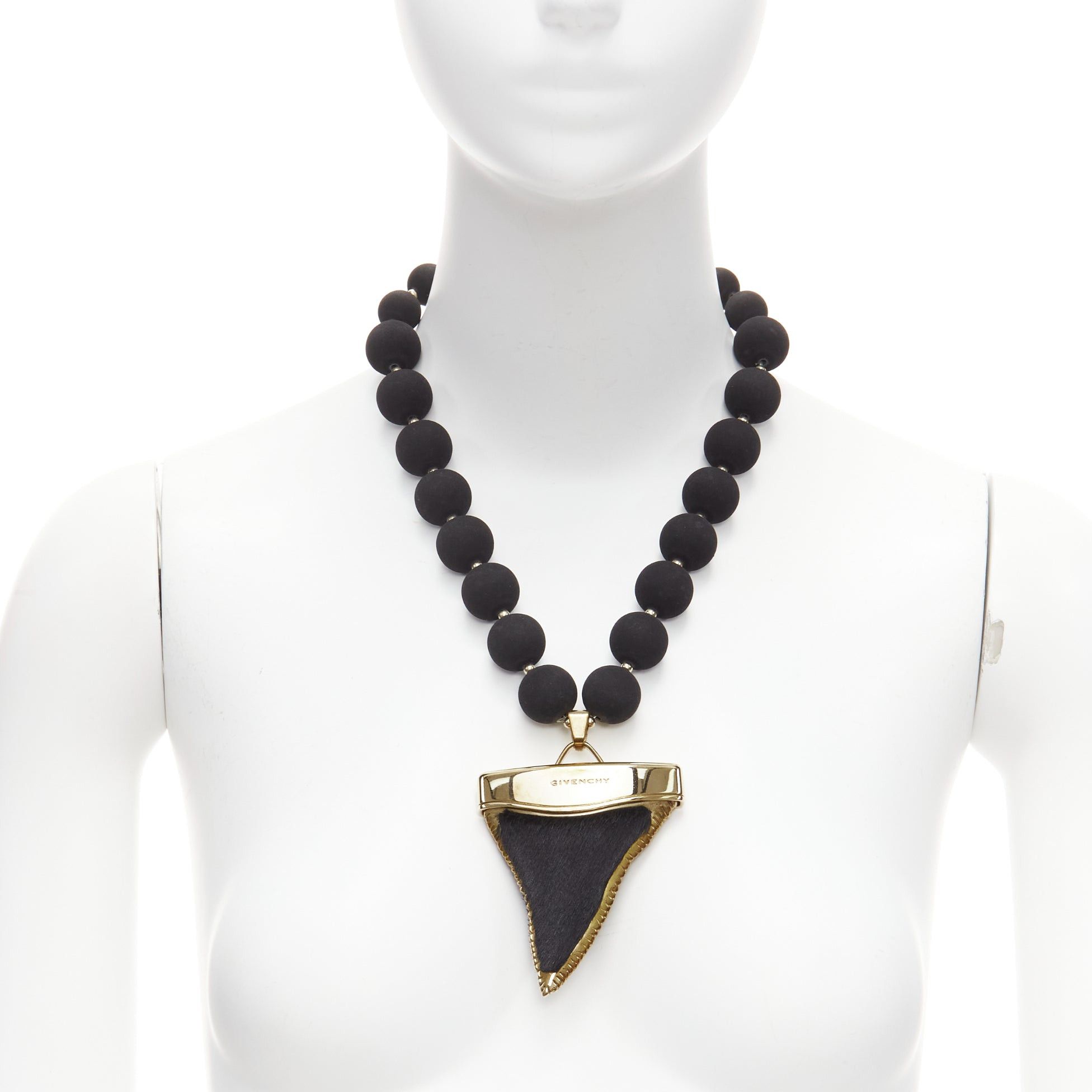 Givenchy rare GIVENCHY Riccardo Tisci black pony hair shark tooth velvet ball necklace Size ONE SIZE - 1 Thumbnail