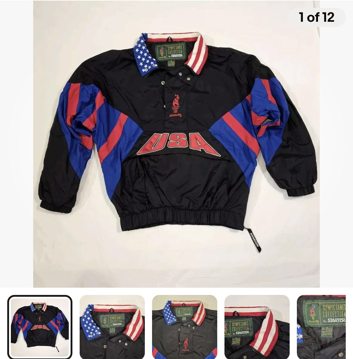 Starter × USA Olympics × Vintage Vintage 90s USA Starter Pullover Size US XL / EU 56 / 4 - 12 Thumbnail