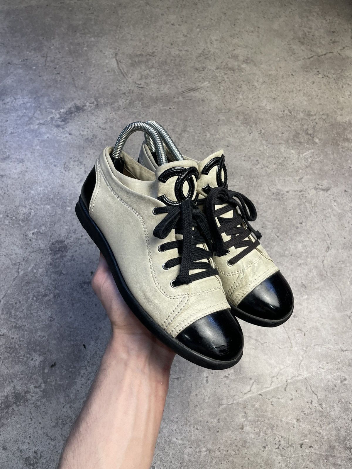 Chanel Chanel White Beige High Top Sneakers Size US 7 / IT 37 - 1 Thumbnail