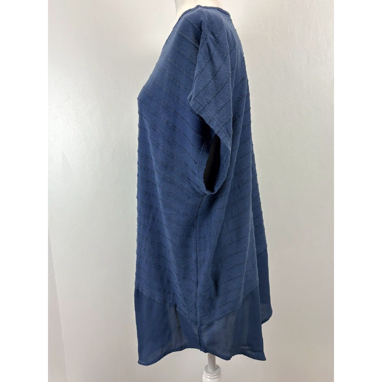 Vintage Chicos Blue Cotton Blend Tunic Top Shirt Womens 3X Blue Chiffon Trim Size XS / US 0-2 / IT 36-38 - 2 Thumbnail