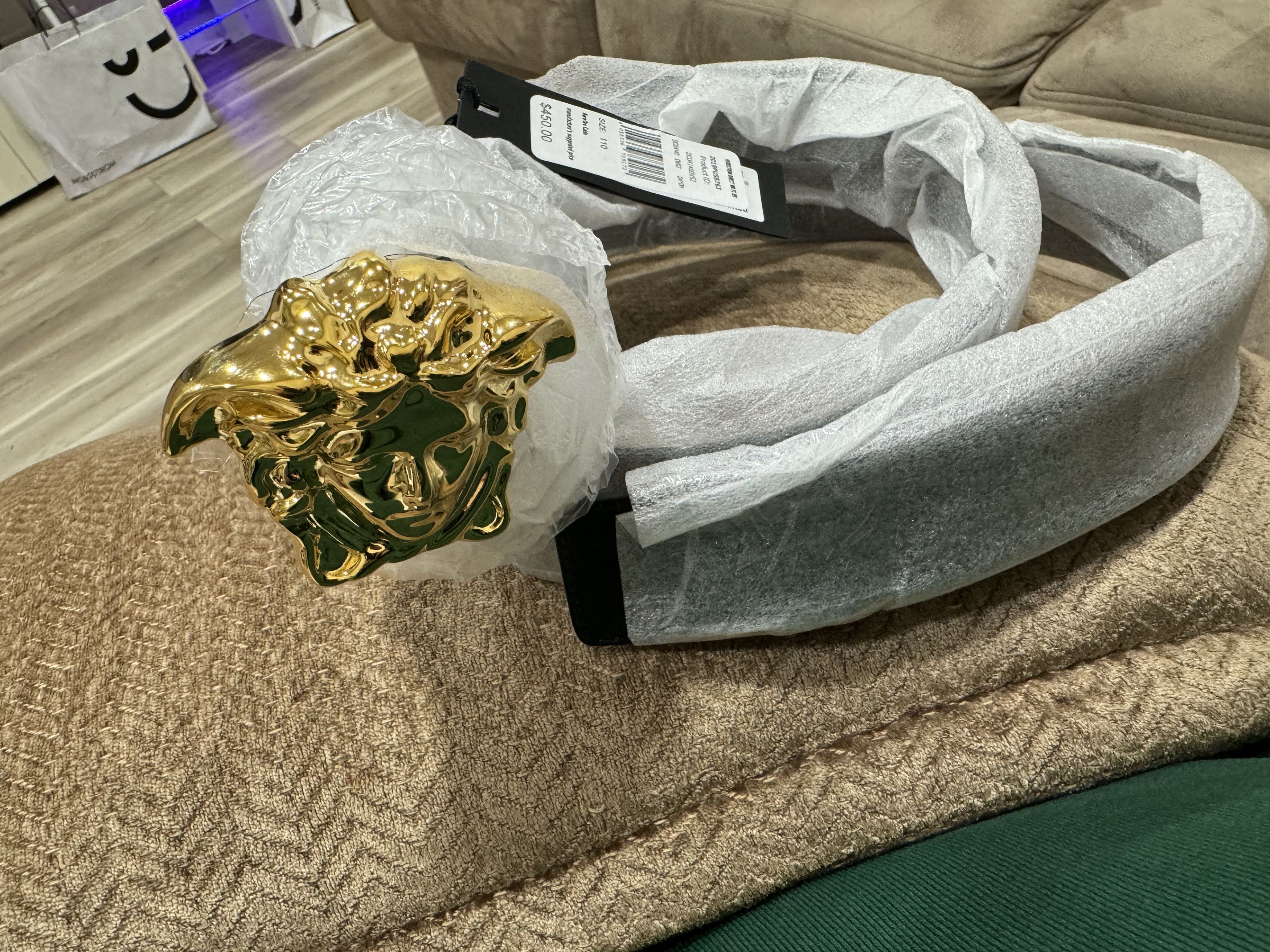 image of Versace Belt in Black/Gold, Men's