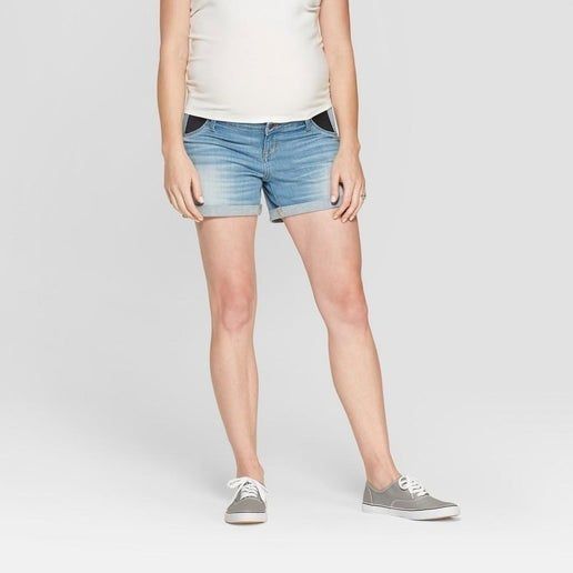 Other Isabel Maternity Denim Midi Shorts Size 6 Light Wash With St Size 28" / US 6 / IT 42 - 6 Thumbnail