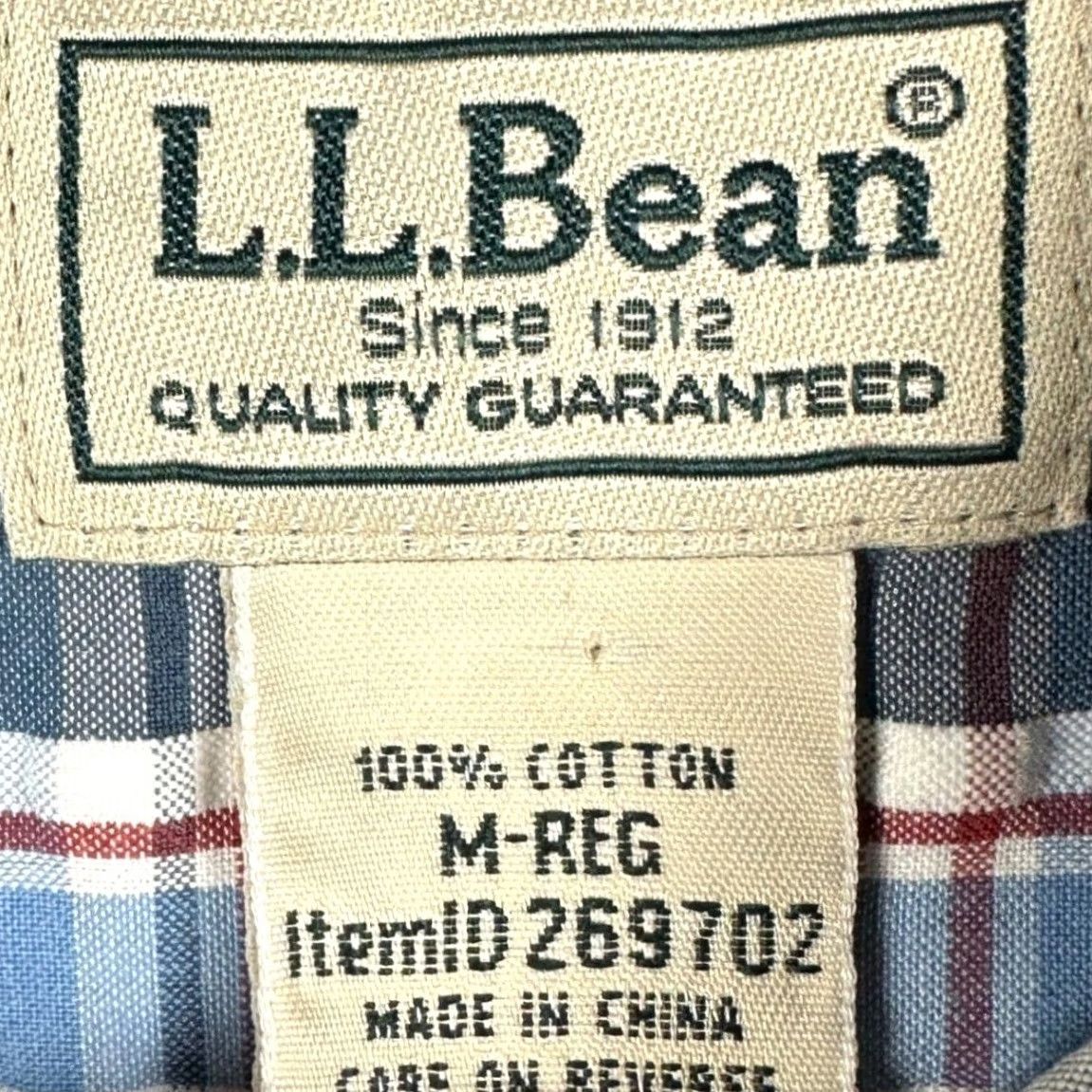 Vintage L.L. Bean Shirt Mens Medium Blue Red Seersucker Plaid Short Sleeve Button-Up Shirt Size US M / EU 48-50 / 2 - 4 Thumbnail