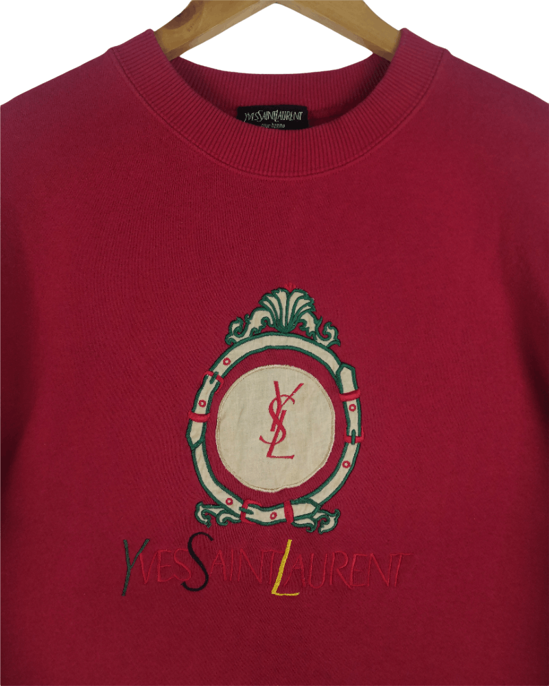 Yves Saint Laurent Vintage 90s Yves Saint Laurent Sweatshirt YSL Spellout Size US L / EU 52-54 / 3 - 1 Thumbnail