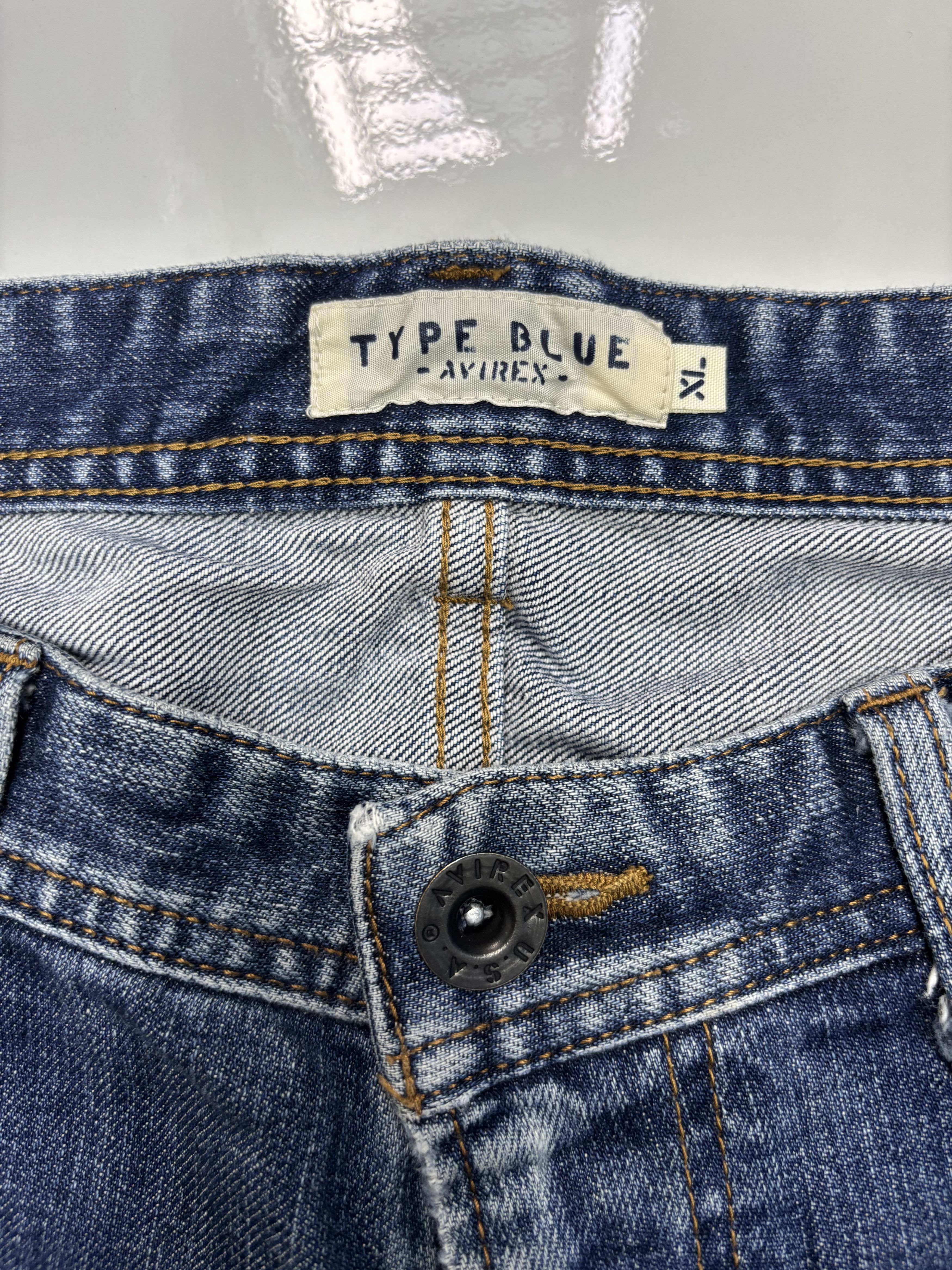 Avirex 🔥AVIREX TYPE BLUE WORKWEAR DISTRESSED DENIM JEANS Size US 35 - 10 Thumbnail