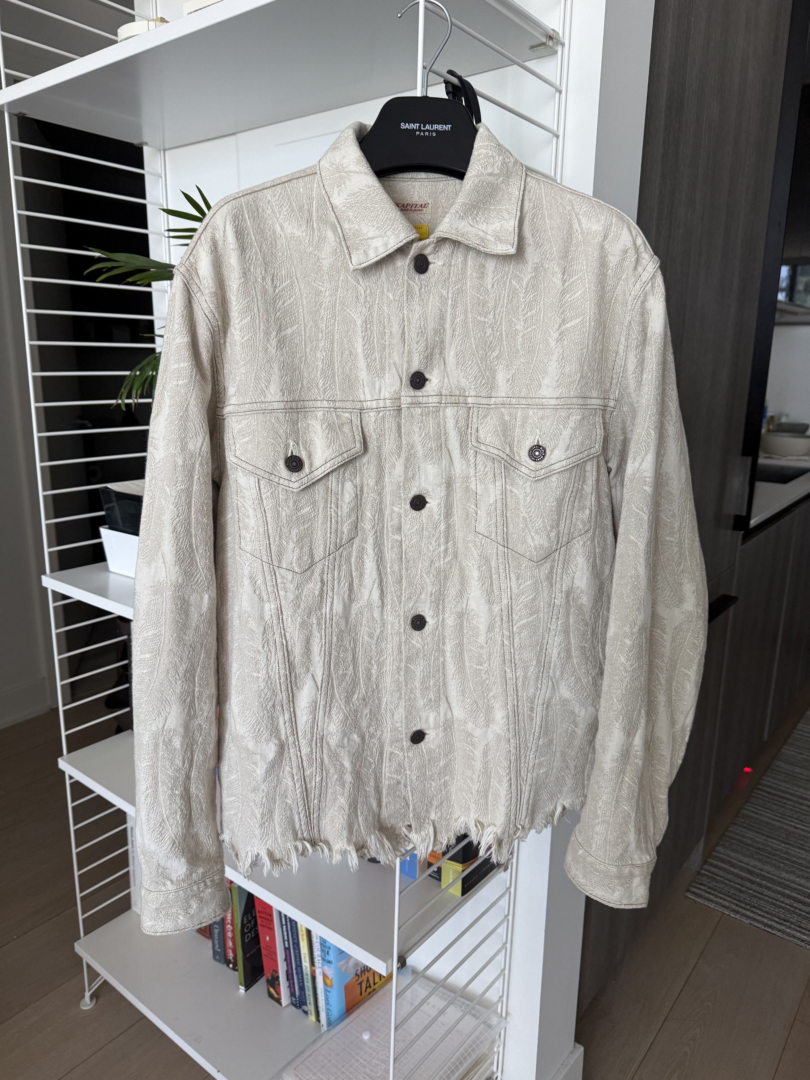 Size 4 (XL) Kapital 12oz Feather Denim 3rd Jacket White