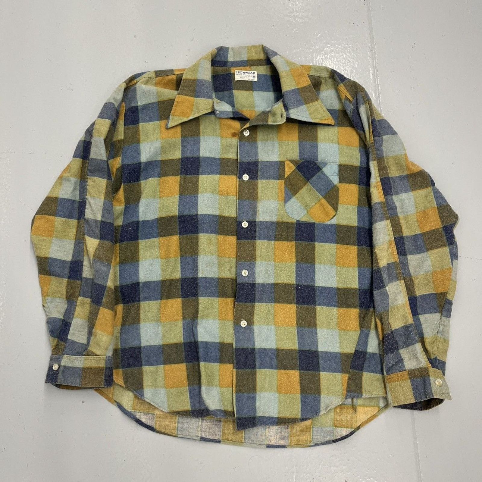 Other Vintage 70s Ironwear Blue/Yellow Check Cotton Flannel Size US XL / EU 56 / 4 - 1 Thumbnail