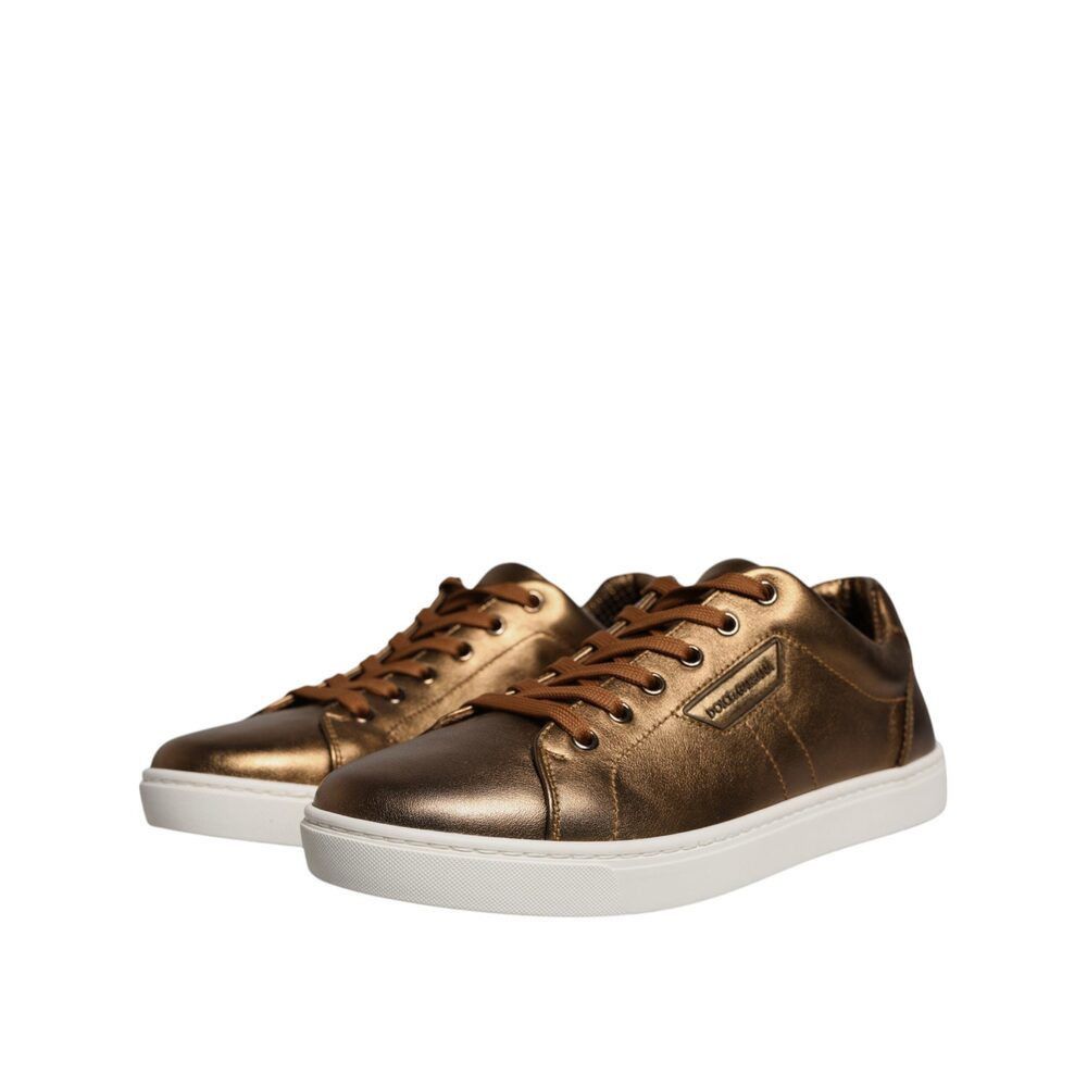 Dolce & Gabbana Dolce & Gabbana Gold Leather Logo London Men Sneaker Shoes Size US 7 / EU 40 - 3 Thumbnail