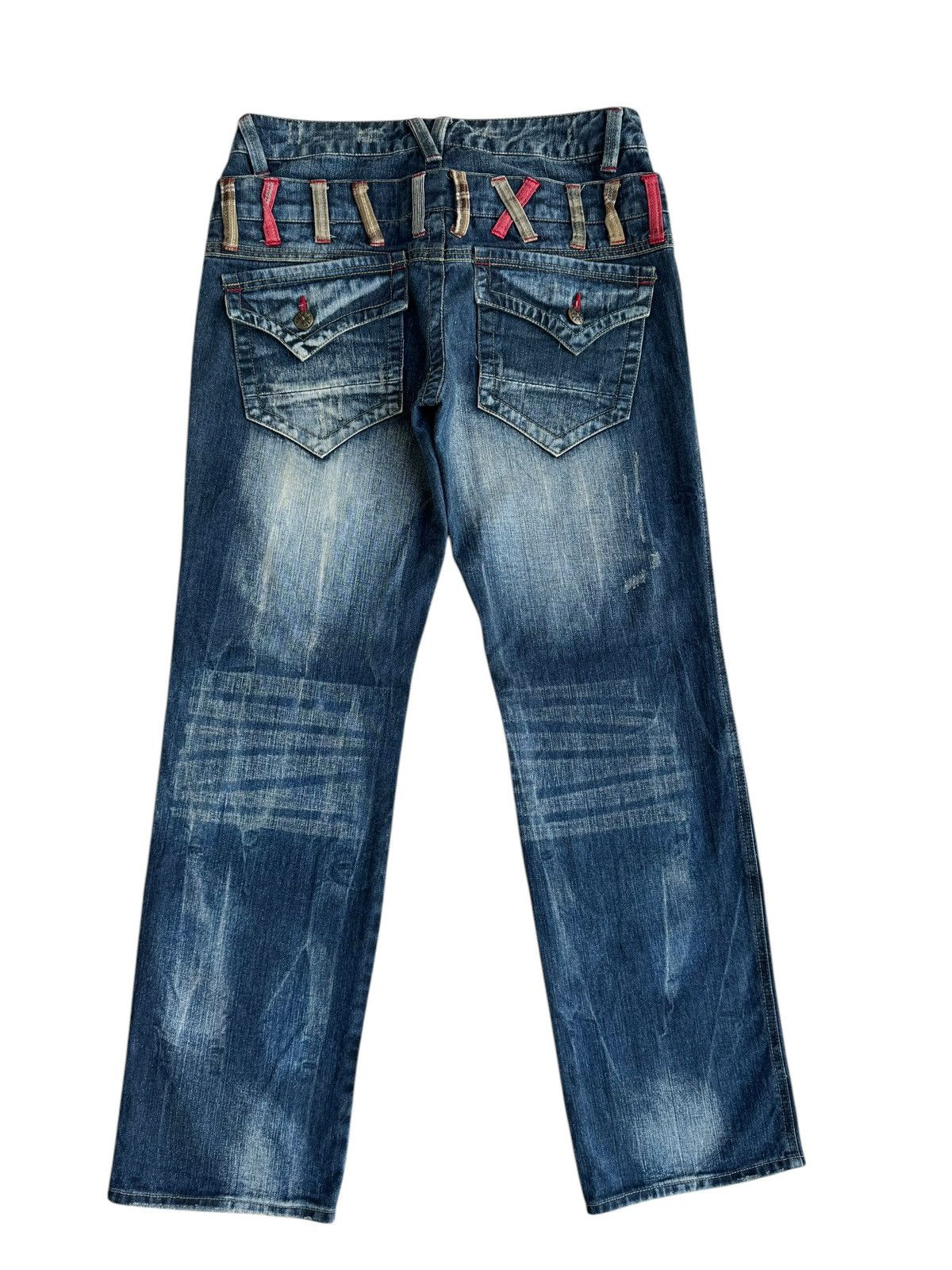 Japanese Brand Vintage Unbranded Distressed Double Waist Denim Jeans Size US 32 / EU 48 - 2 Thumbnail