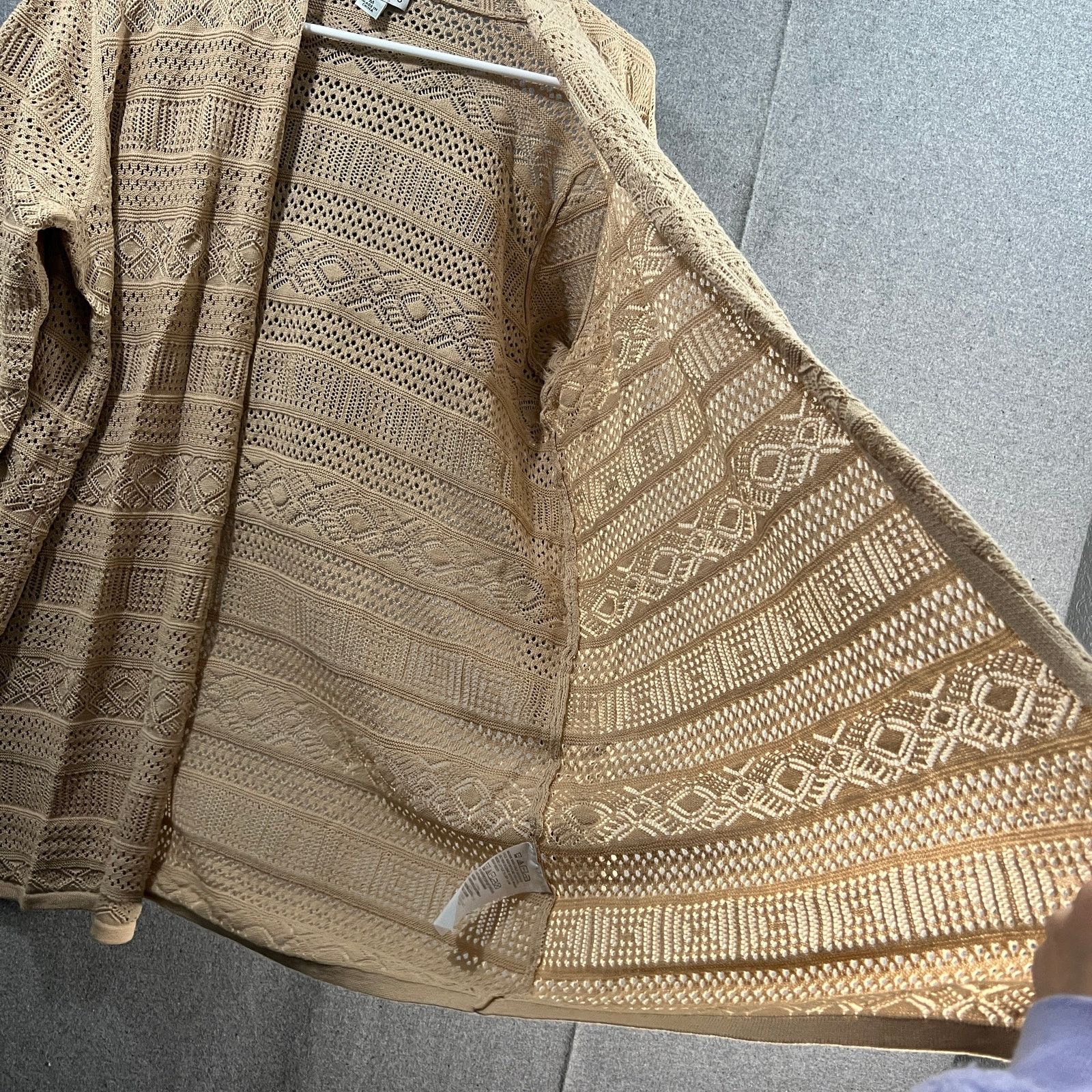 Other Joan Rivers Crochet Stripe Open Front Cardigan Khaki, Medium Size M / US 6-8 / IT 42-44 - 5 Thumbnail