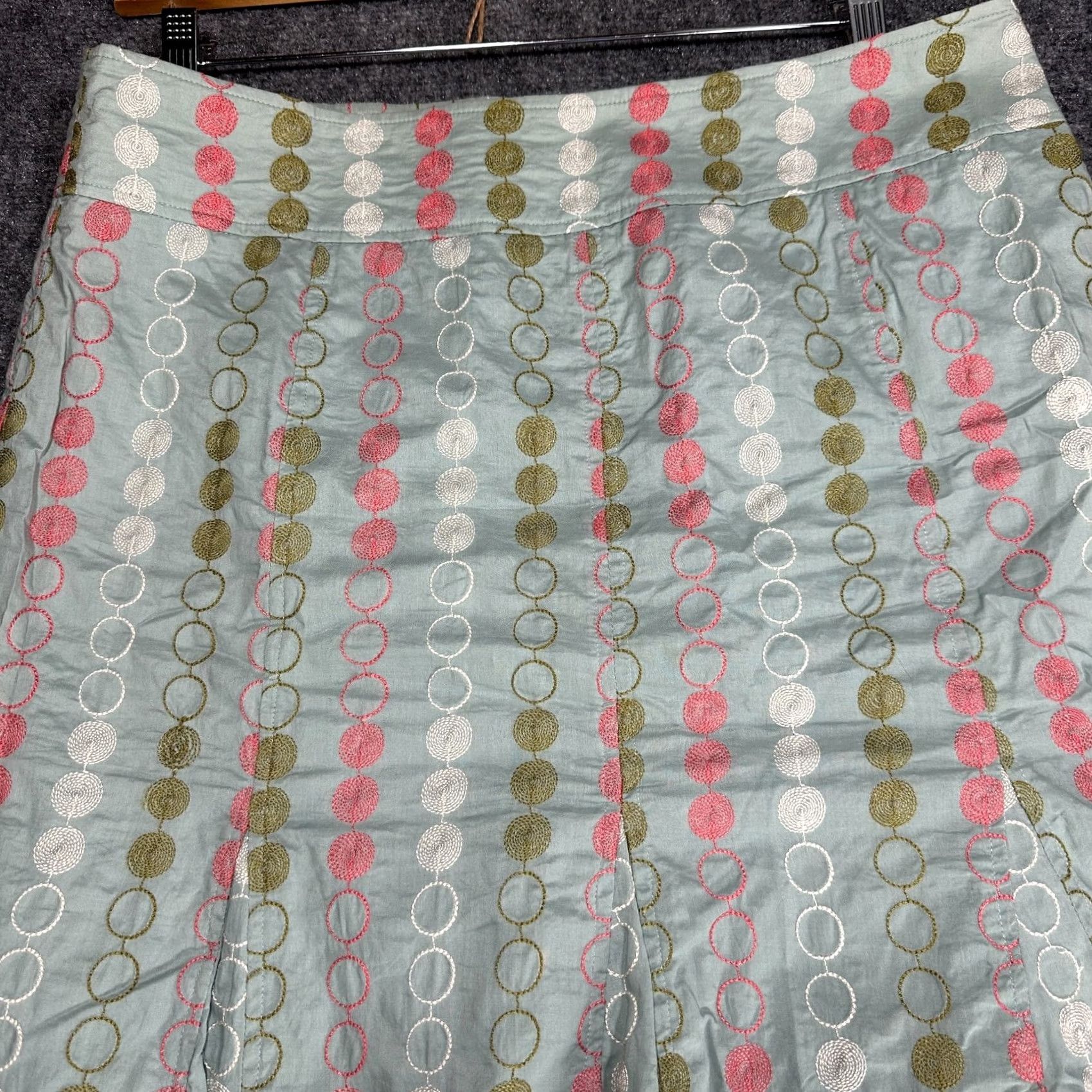 Vintage Gene Meyer Skirt Womens Size 12 Green Dot Cotton Aline Side Zip Lined Gored Hem Size 34" / US 12 / IT 48 - 3 Thumbnail